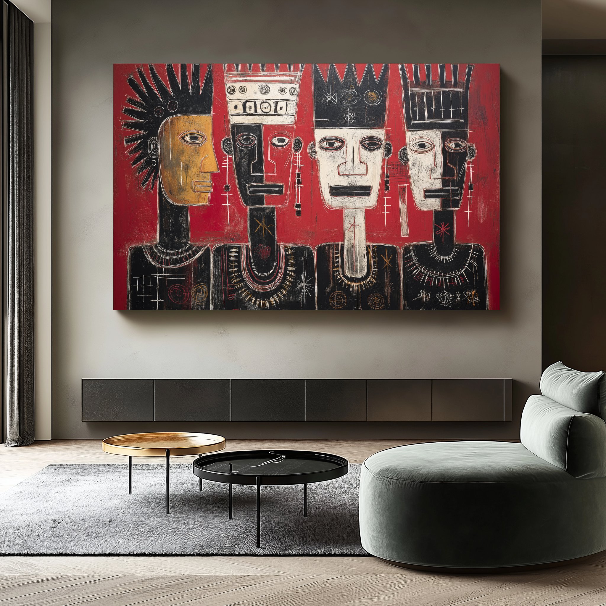 Afrika Soyut Portreler Temalı Kanvas Tablo, Etnik Sanat ve Modern Duvar Dekoru