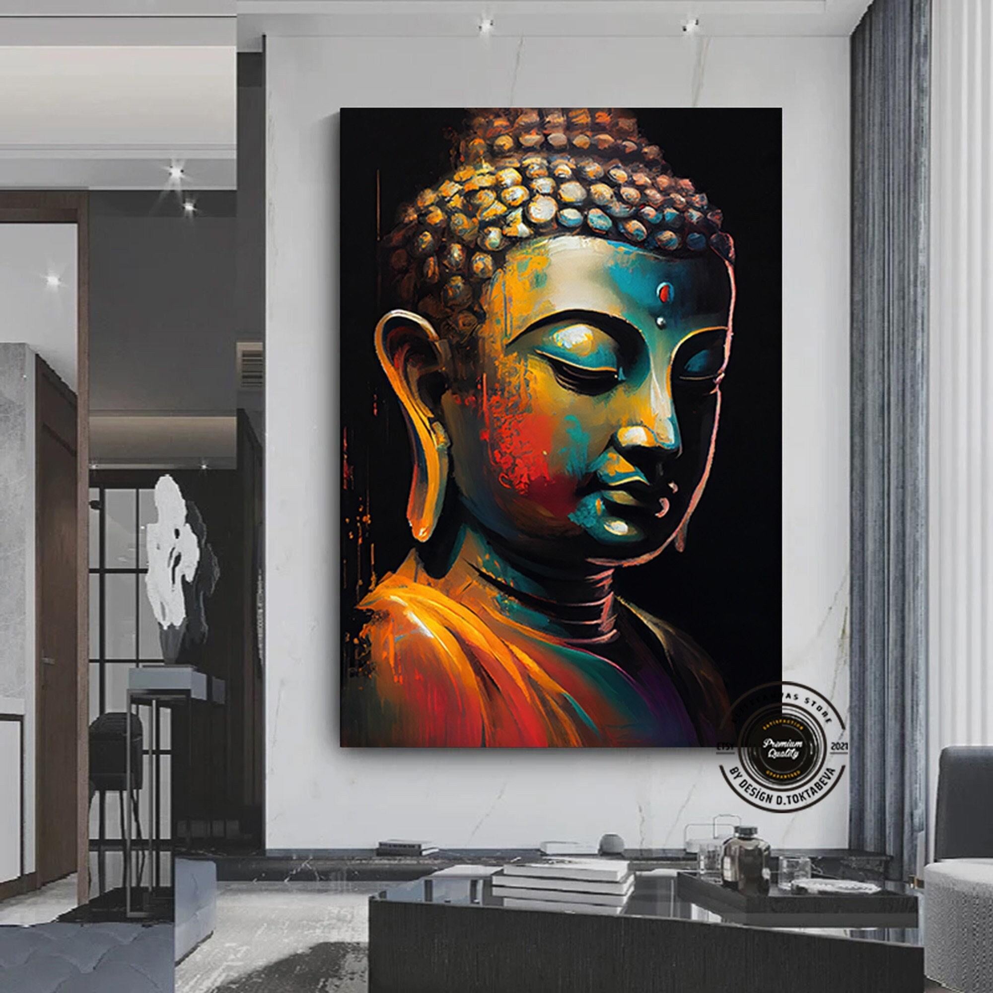 Buddha Kanvas Tablo – Yoga Sanatı; Meditasyon Baskısı; Manzara Duvar Sanatı; Budist Dekor; Lotus Temalı Ev Hediyesi