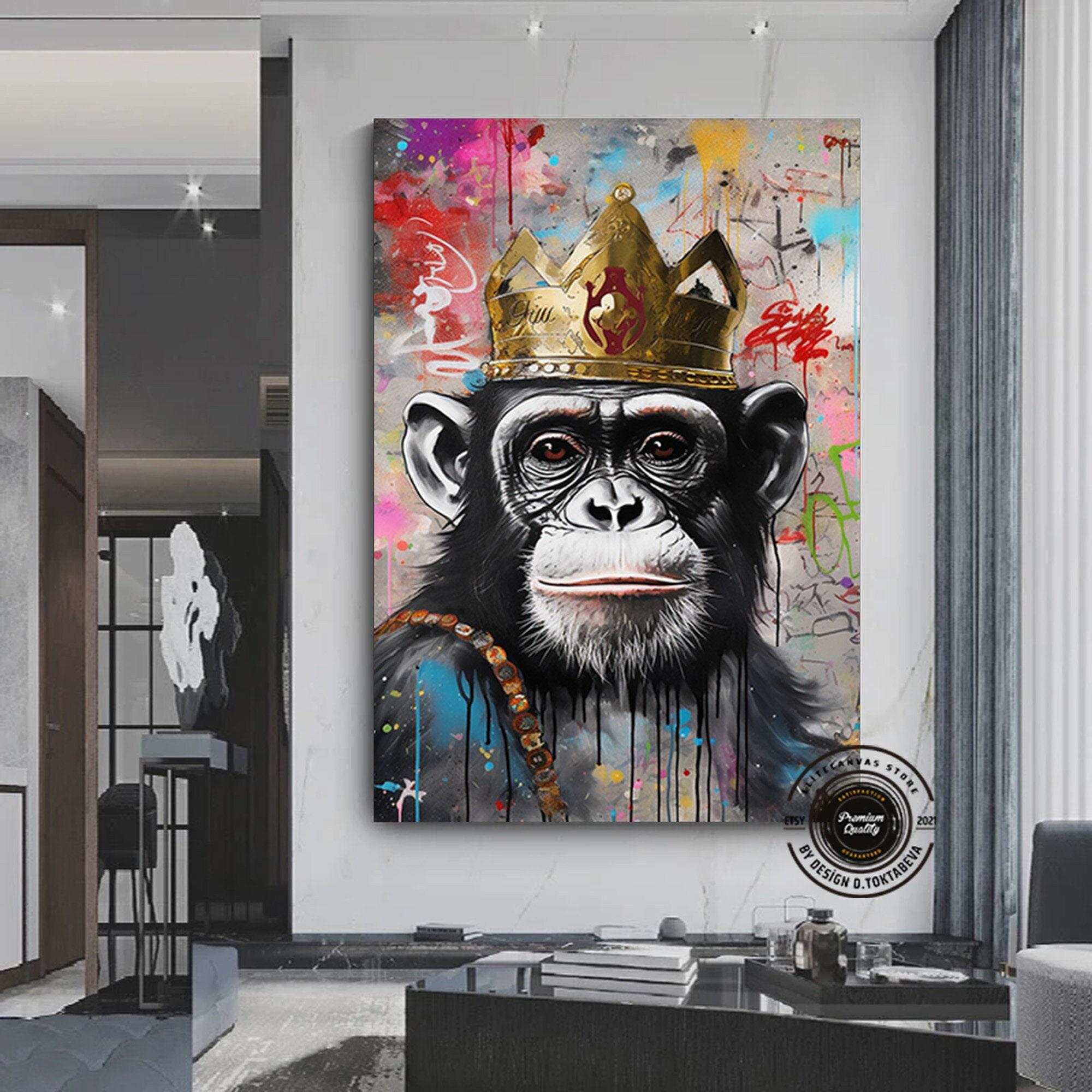 Graffiti Maymun Kanvas; Pop Art Baskı