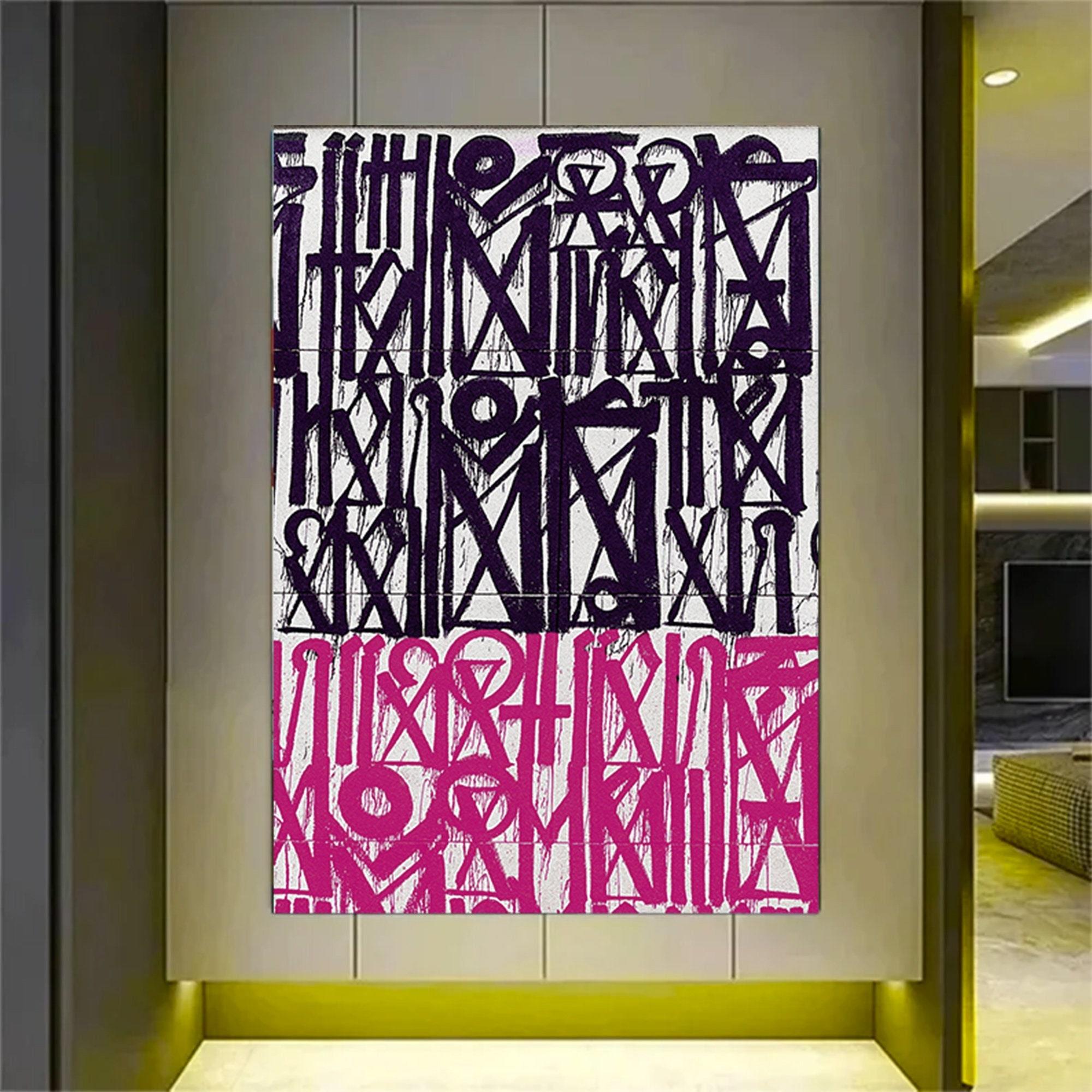 Büyük Soyut Retna Duvar Sanatı; Amerikan Graffiti Reprodüksiyon Tablo; Çerçeveli Kanvas Duvar Tablosu; Graffiti Sanatı; Soyut Sanat
