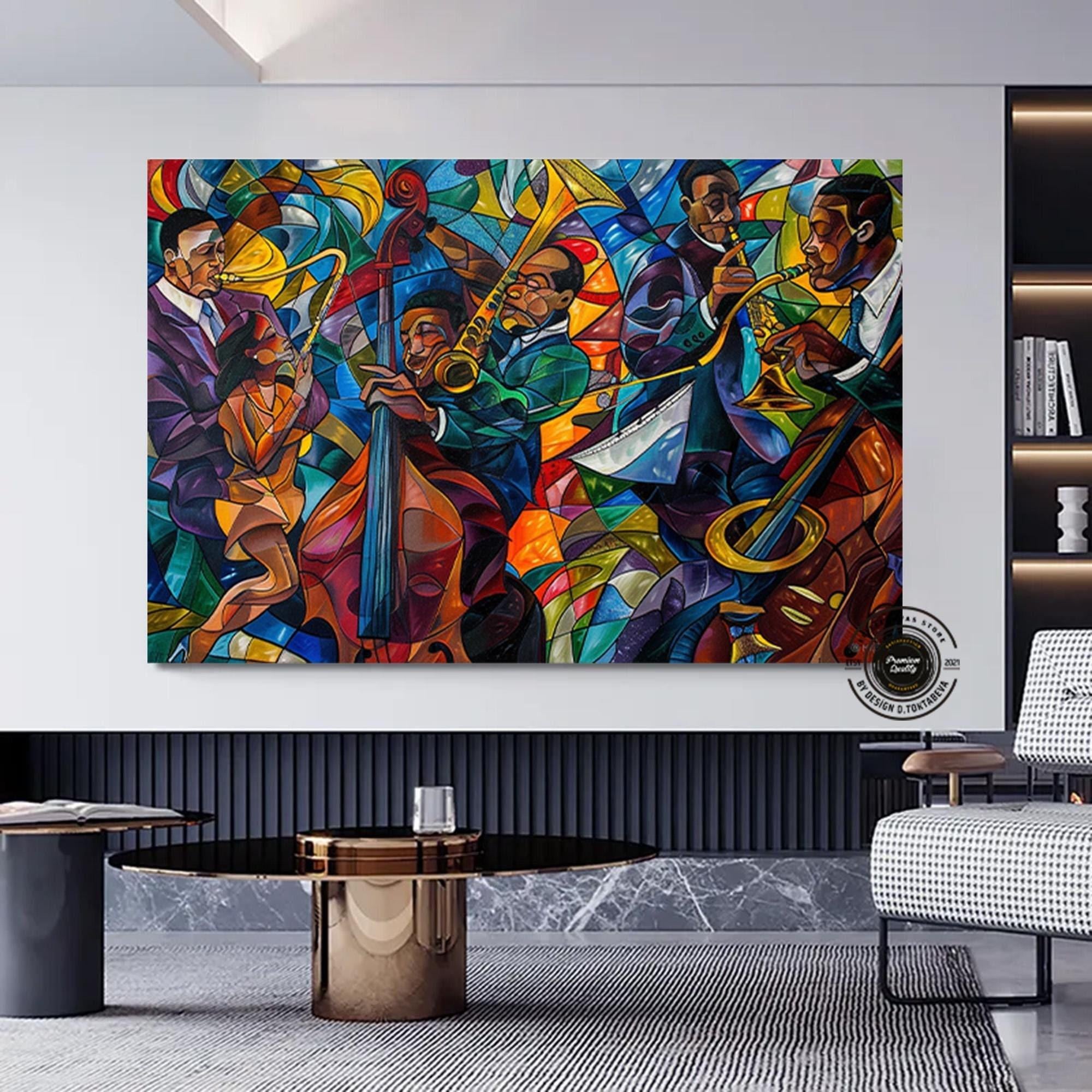 Picasso Tarzı Caz Duvar Sanatı; Soyut Modern Baskılar
