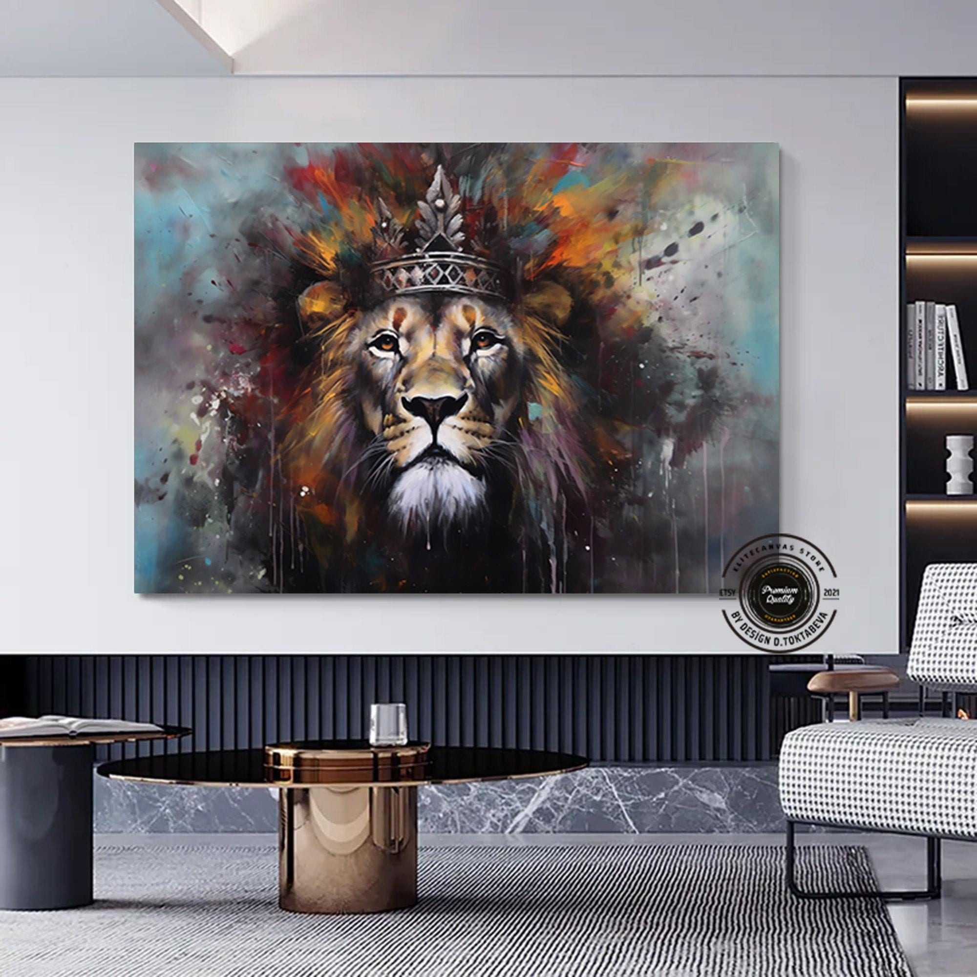 Grafiti Aslan Kanvas Baskı Sanatı, Renkli Kanvas Resimler, Ev Duvar Dekoru, Kral Aslan Duvar Sanatı, Soyut Aslan Posteri, Hayvan Duvar Sanatı