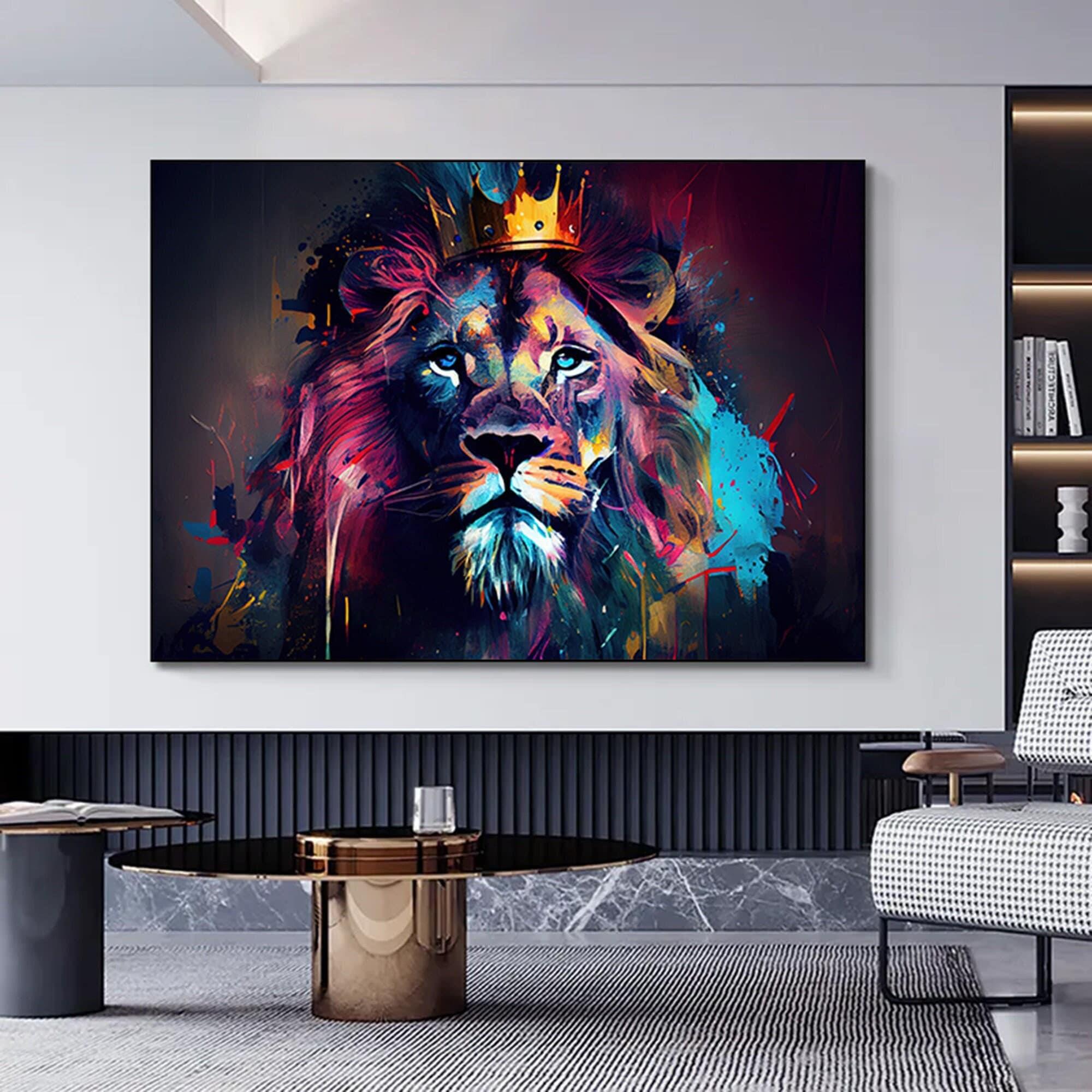 Graffiti Aslan Tablosu, Renkli Modern Hayvan Sokak Sanatı