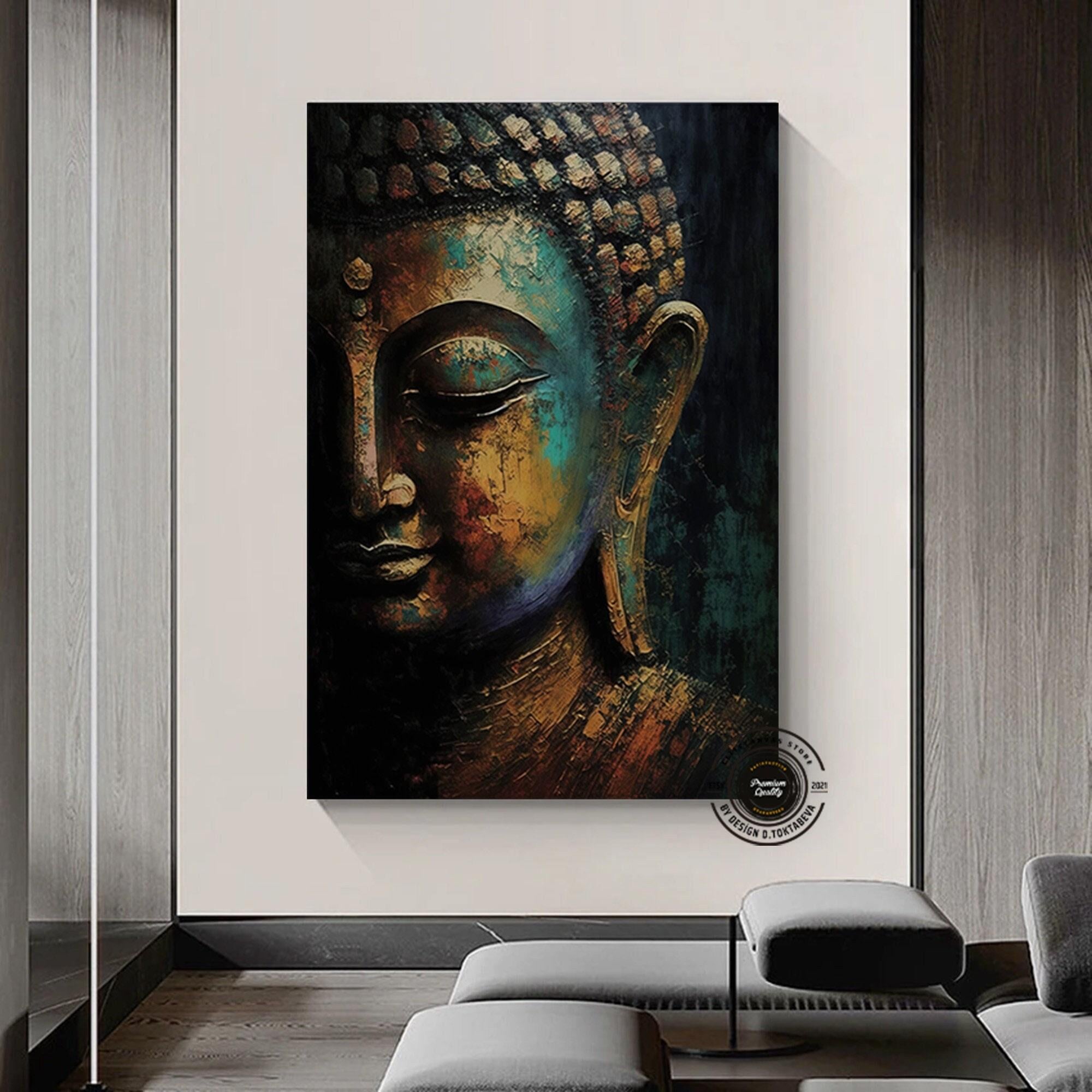 Buddha Kanvas Tablo – Yoga ve Meditasyon Temalı Duvar Sanatı – Lotus ve Hediye