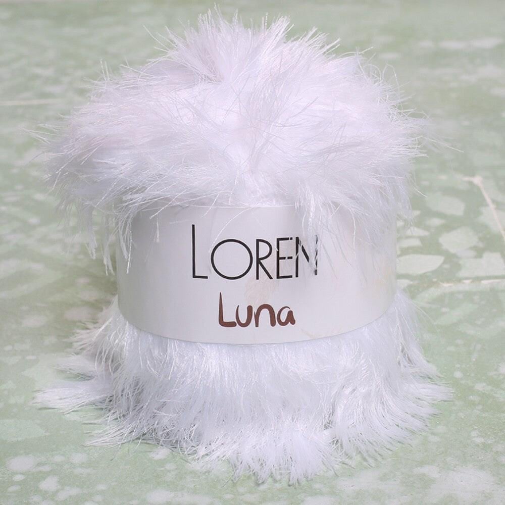 Loren Luna Tavşan Tüyü Beyaz El Örgü İpi - R001 - 34006