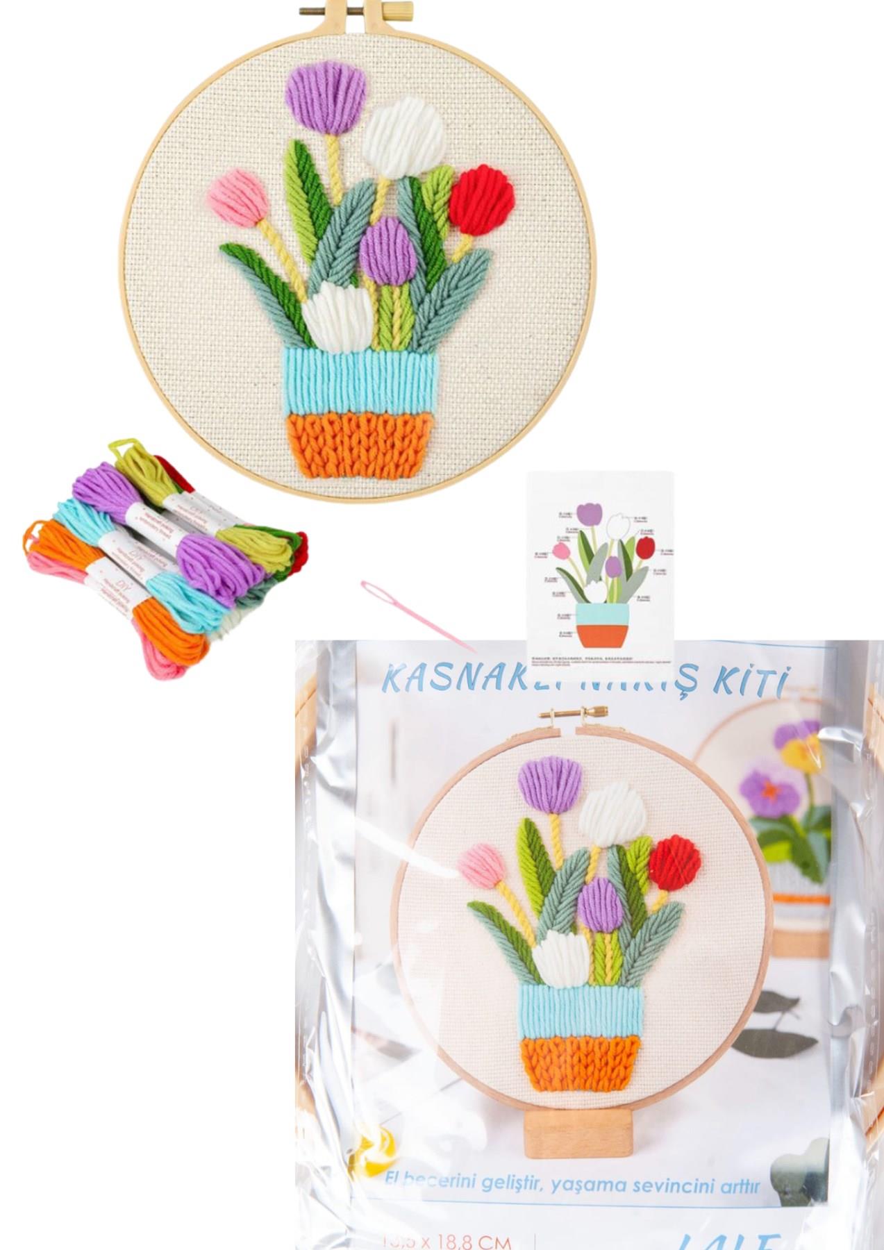 Nakış Kitleri Kasnaklı 13.5 X 18.8 cm Lale