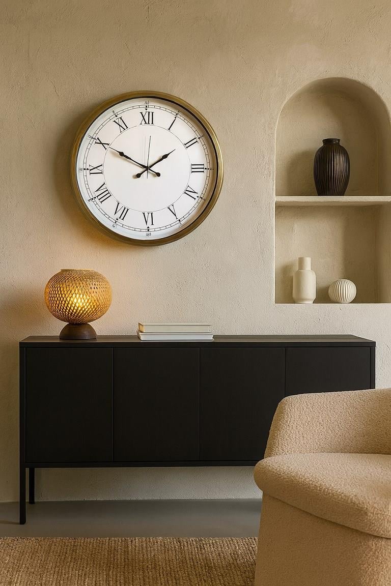 Zentime  Eskitme Roma Rakamlı 52 Cm Metal Duvar Saati