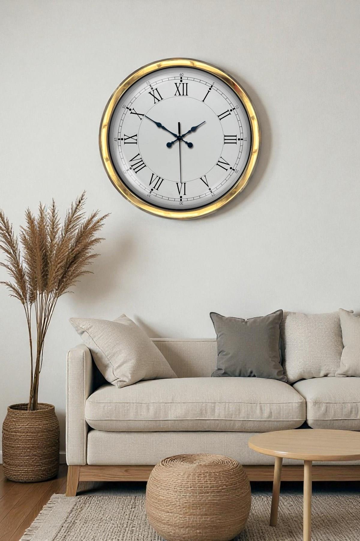 Zentime 40 Cm Gold Lüks Dekoratif Duvar Saati