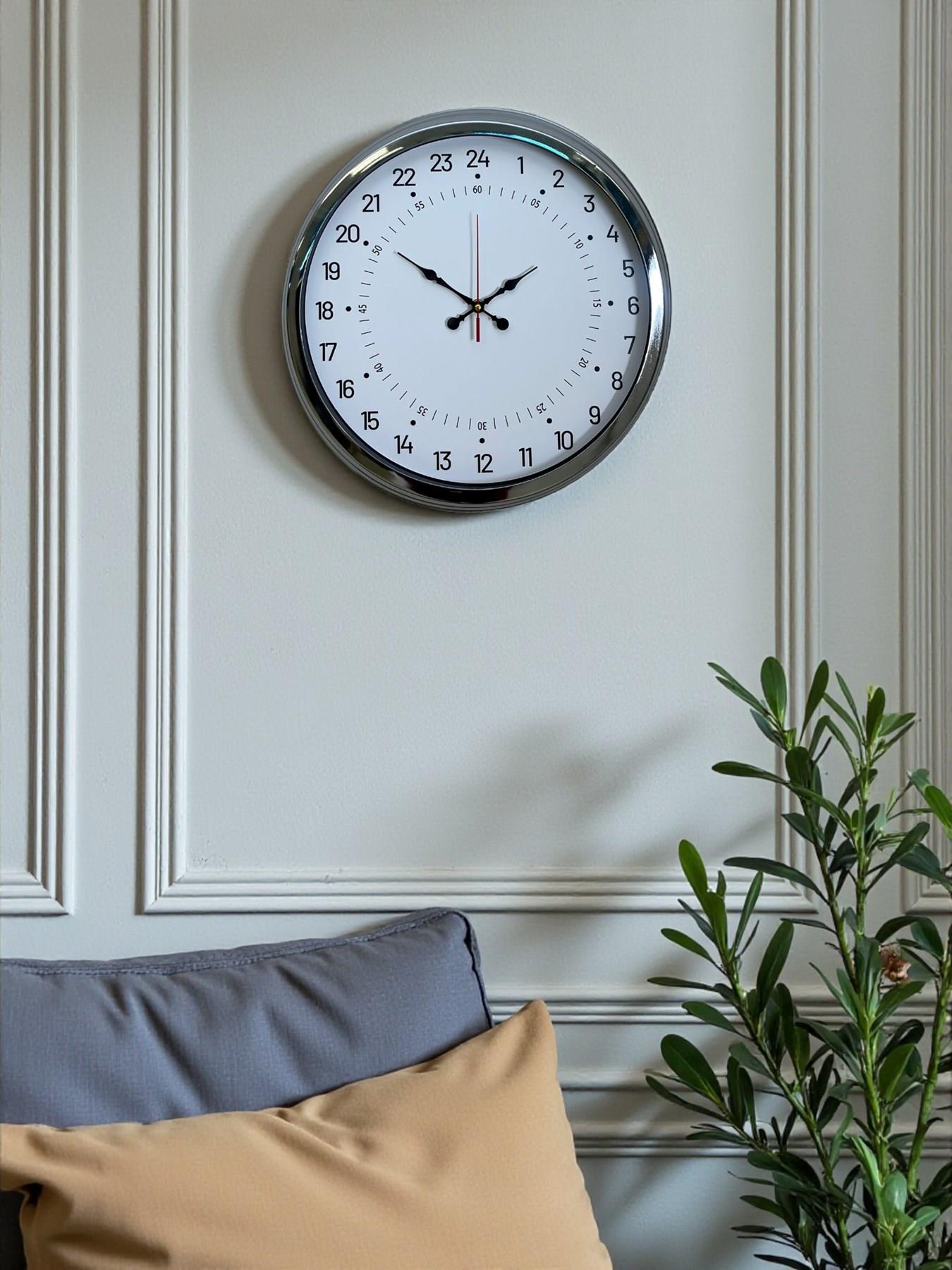 Zentime 40 Cm Krom Şık Duvar Saati