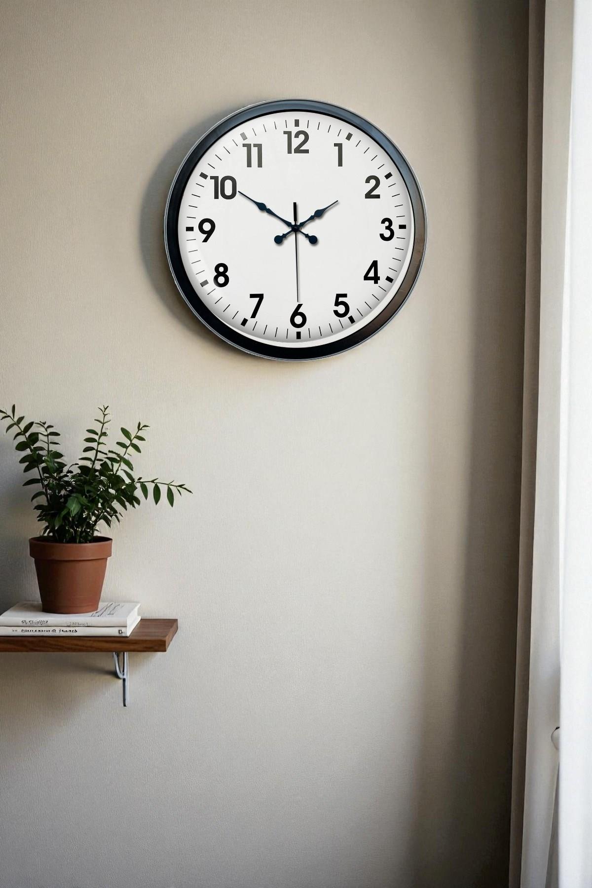Zentime 40 Cm Siyah Şık Duvar Saati
