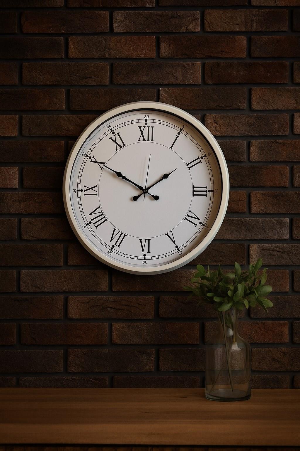 Zentime White Şıklık 52 Cm Metal Duvar Saati