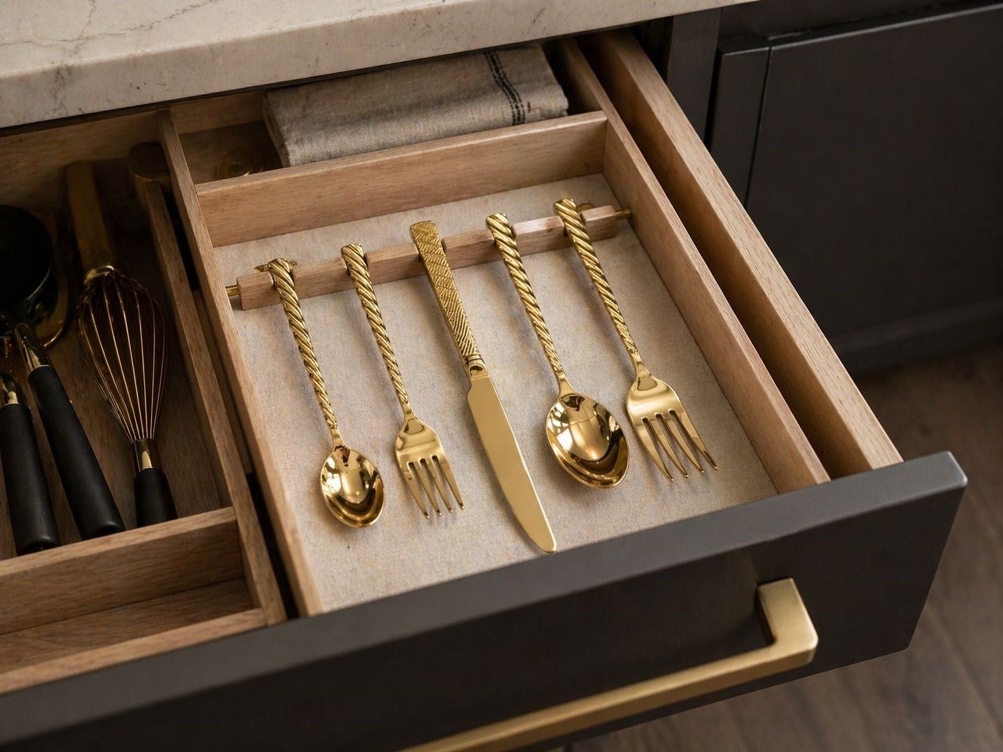 30 Parça 6 Kişilik Çatal Kaşık Bıçak Seti Gold
