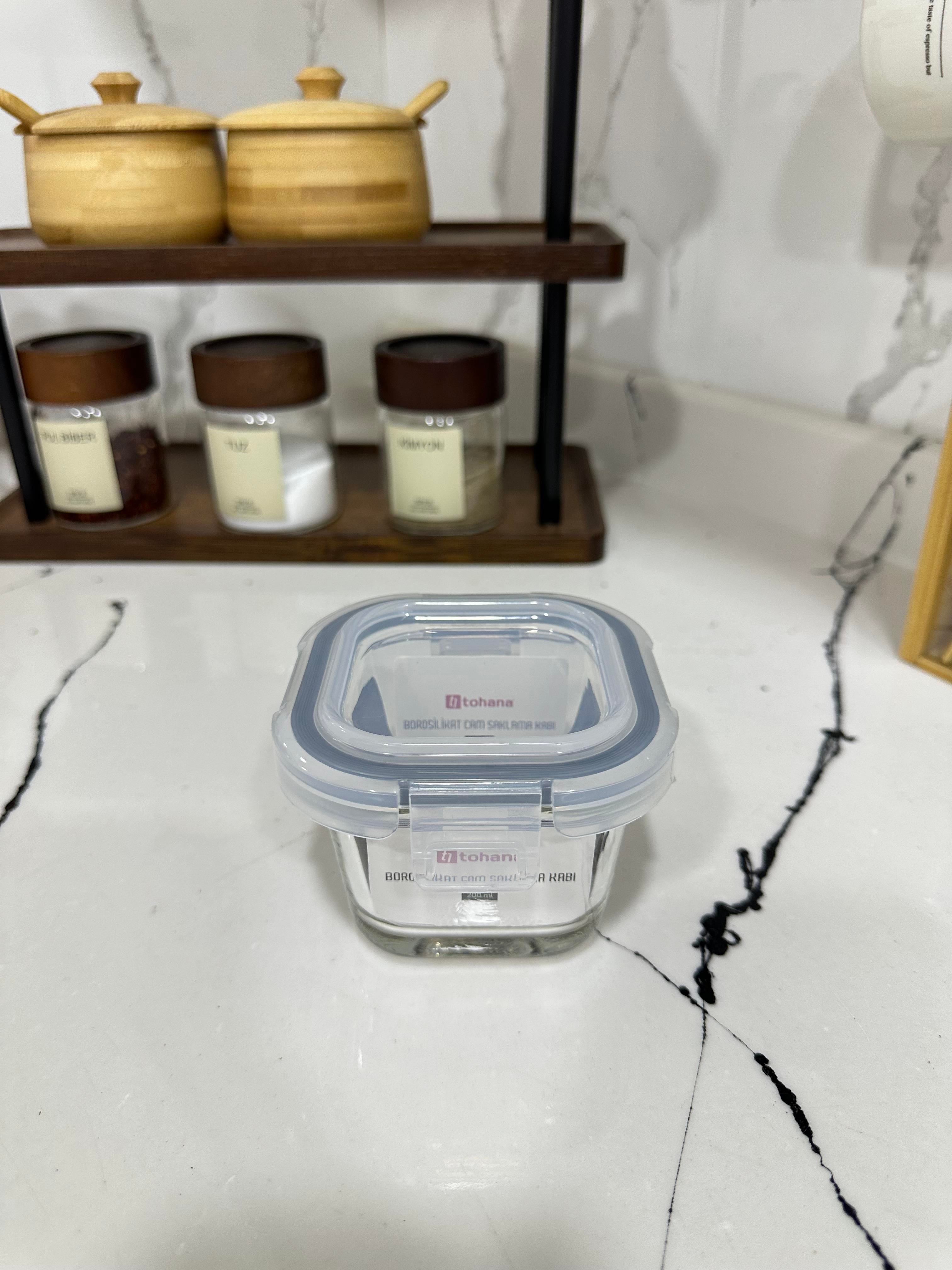 Borosilikat Cam Saklama Kabı 200 ml