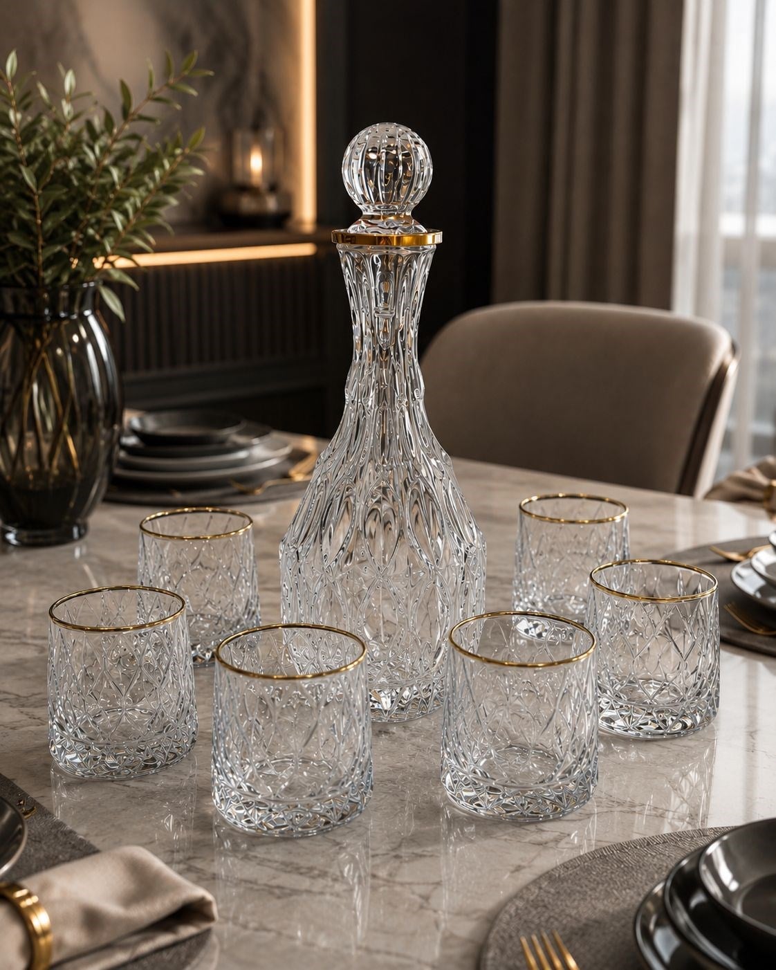 ROZE HOME GOLD KARAF SETİ