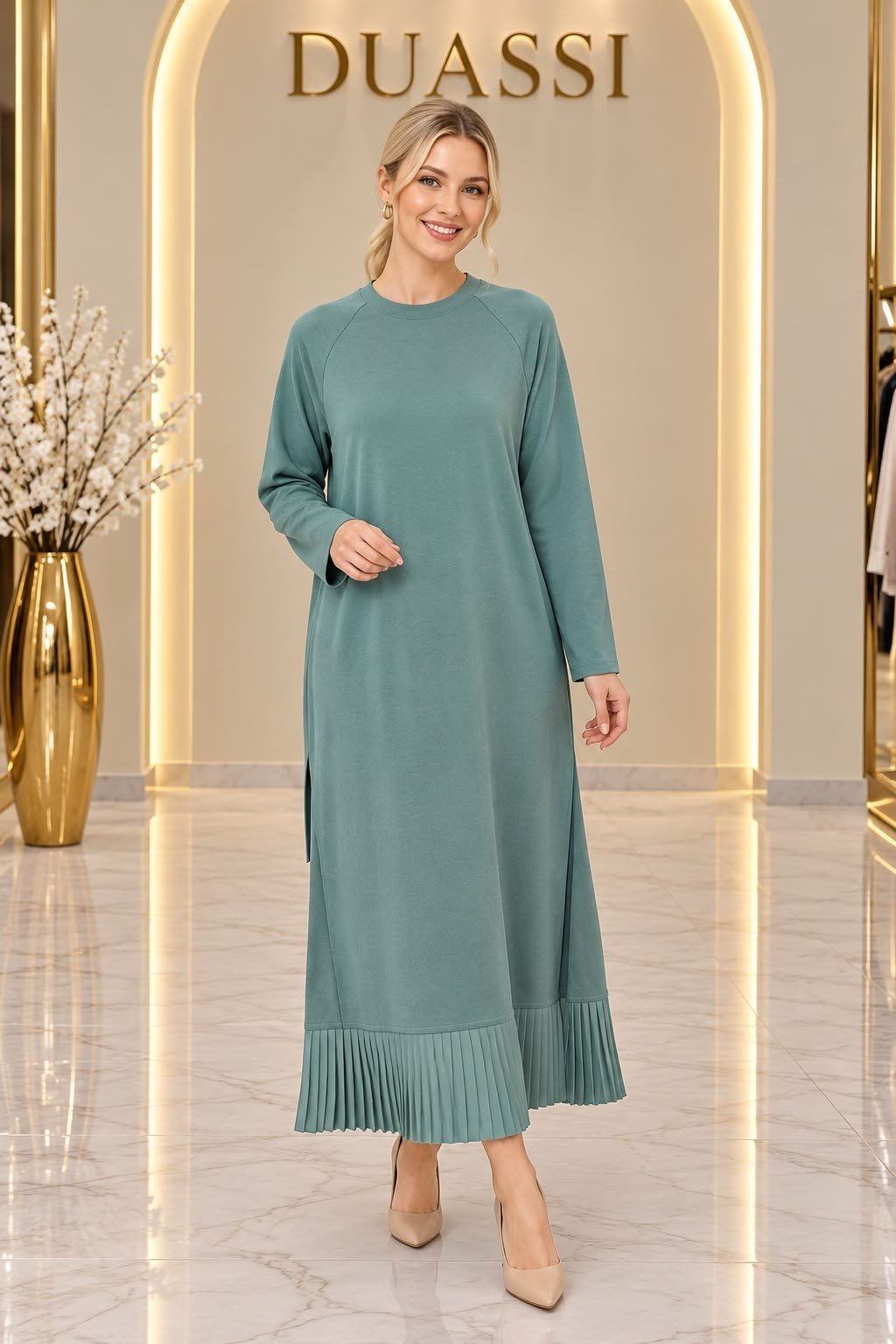 21633 Etek Altı Piliseli Rayon Elbise