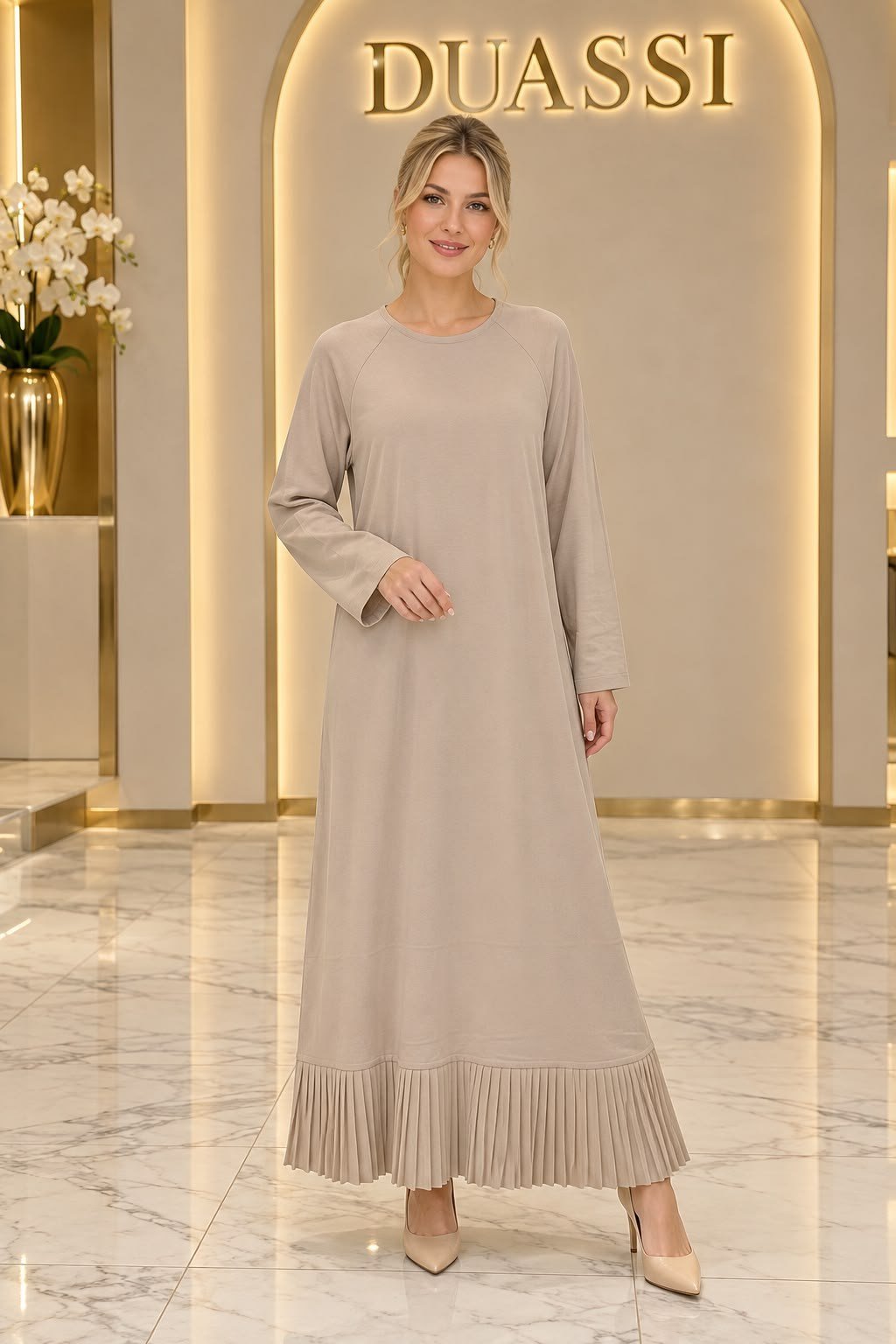 21633 Etek Altı Piliseli Rayon Elbise