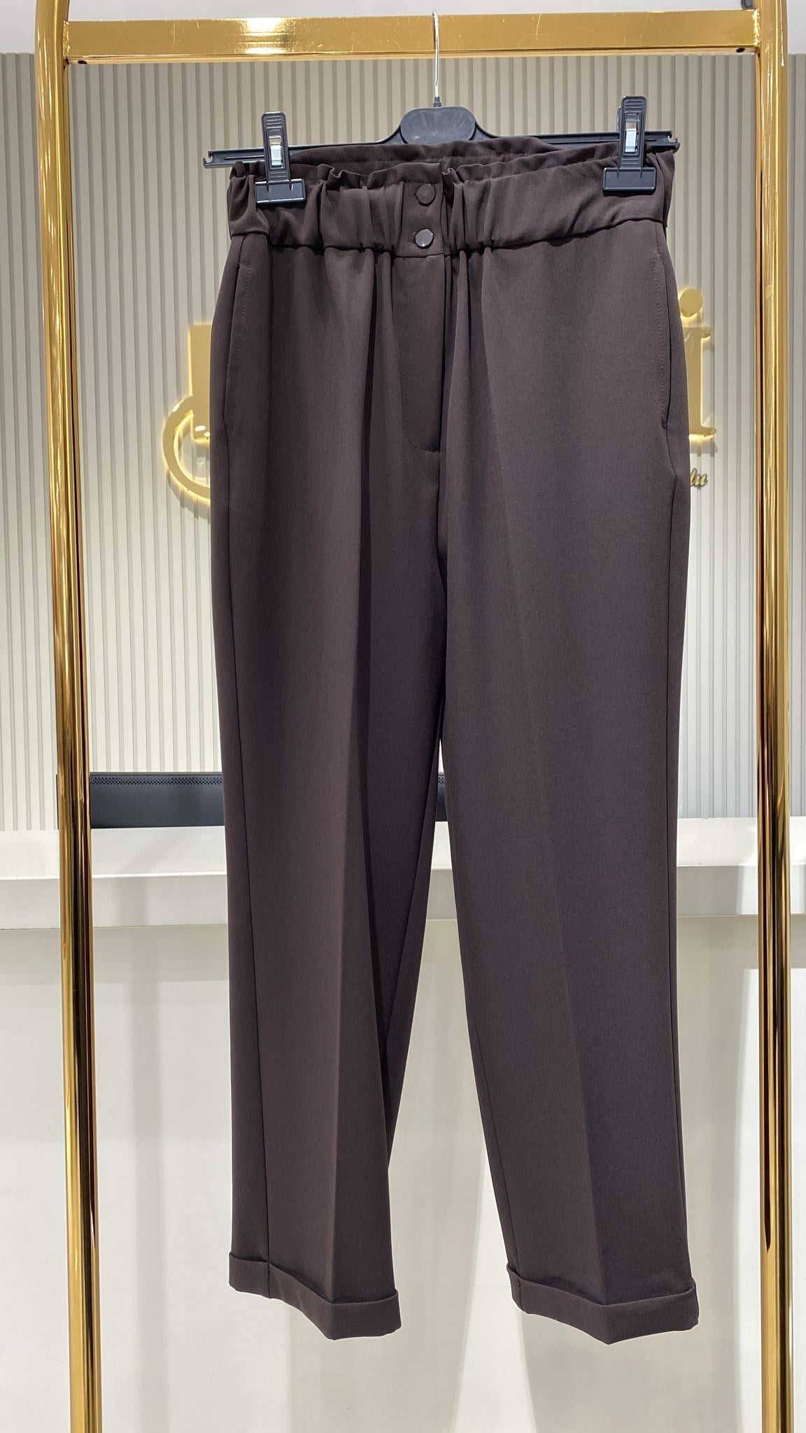Beli Lastikli Duble Paça Pantolon 5514 - KAHVE