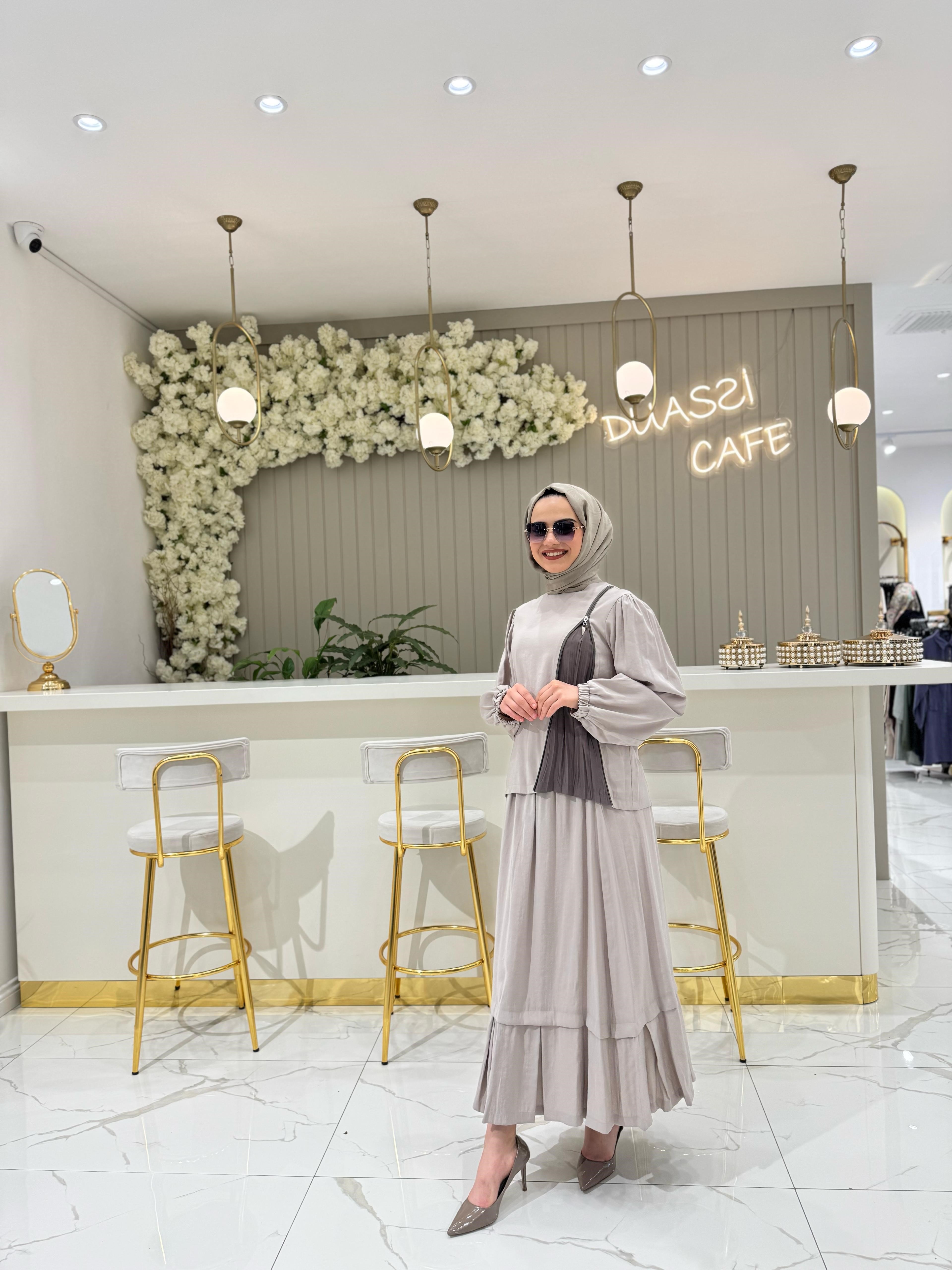 Ceremony  Bluzu Garnili Omuzdan Femuar Detaylı Verona Etekli Takım 5926-T - TAŞ