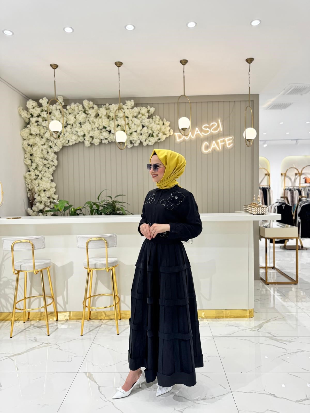 Ceremony  Pasıon Kafes Detaylı Dubaı Etek 5614-S - SİYAH