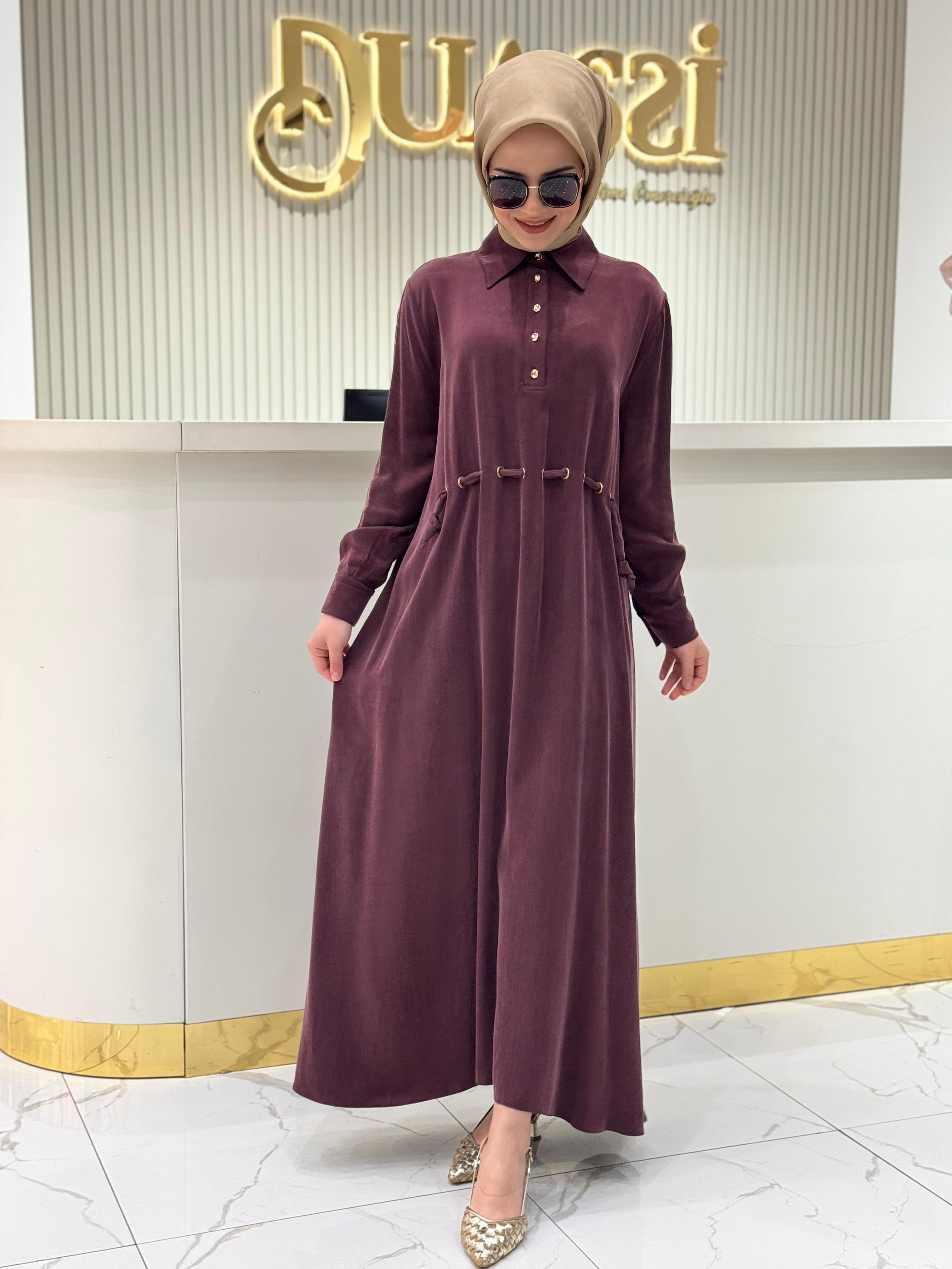 Clande 5007 Elbise  - BORDO