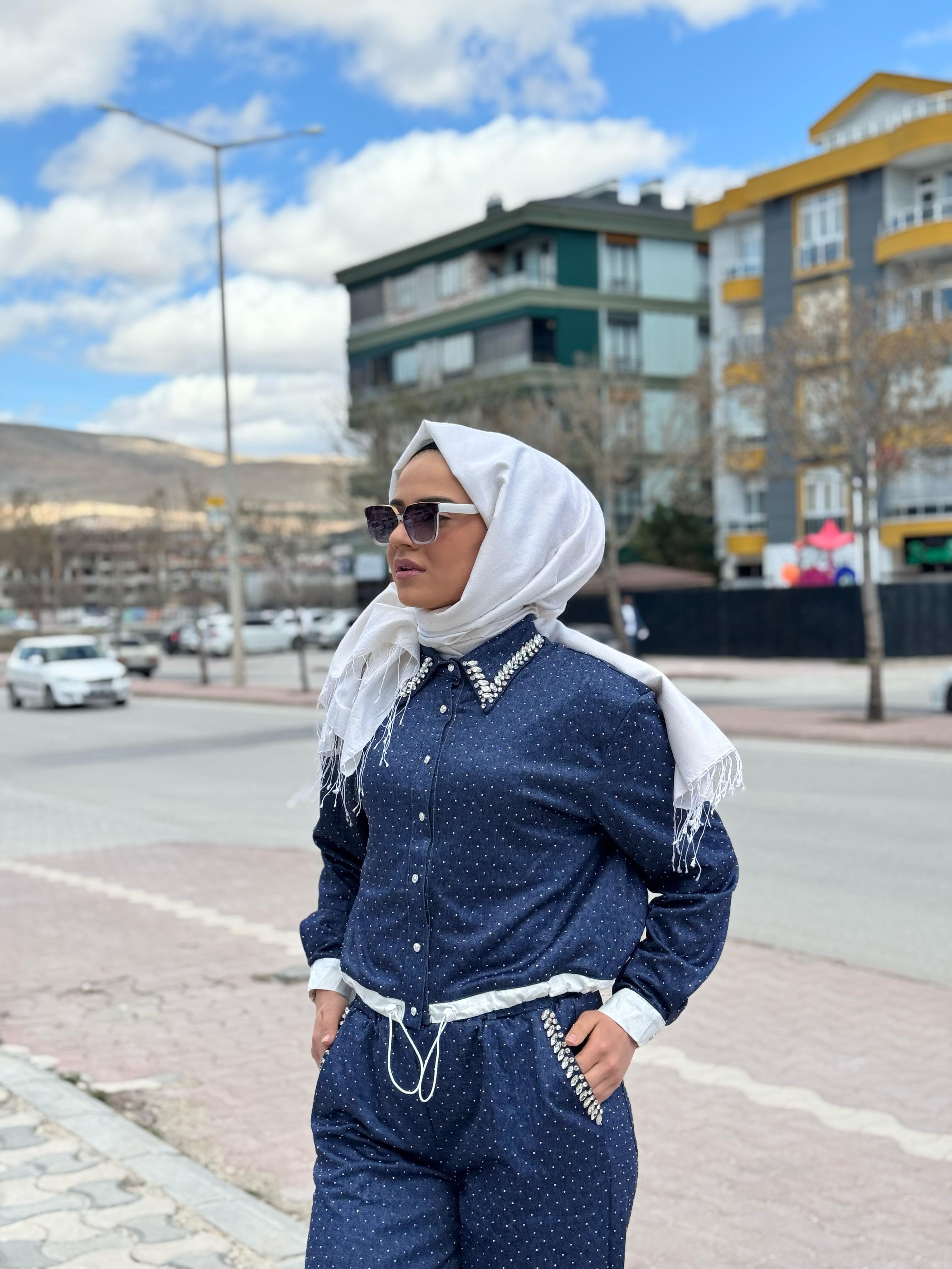 Emilia Taşlı Kot 3019-L - LACİVERT