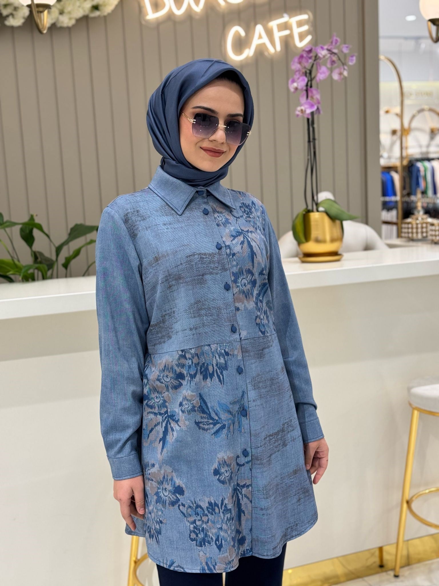 Fuat Gürşen Desenli Tunik 3303 - LACİVERT