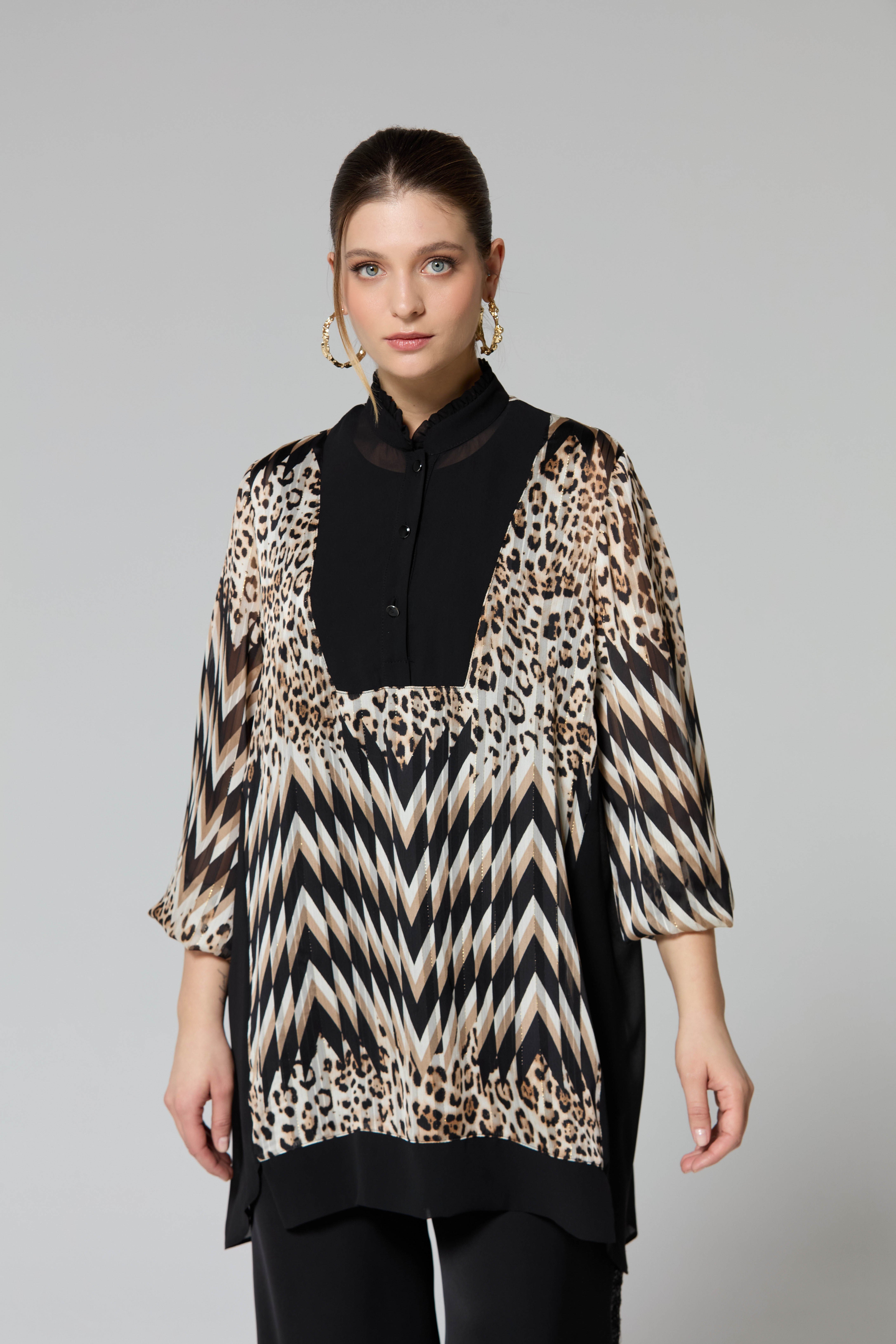 Fuat Gürşen Leopar Tunik 3305 - SİYAH