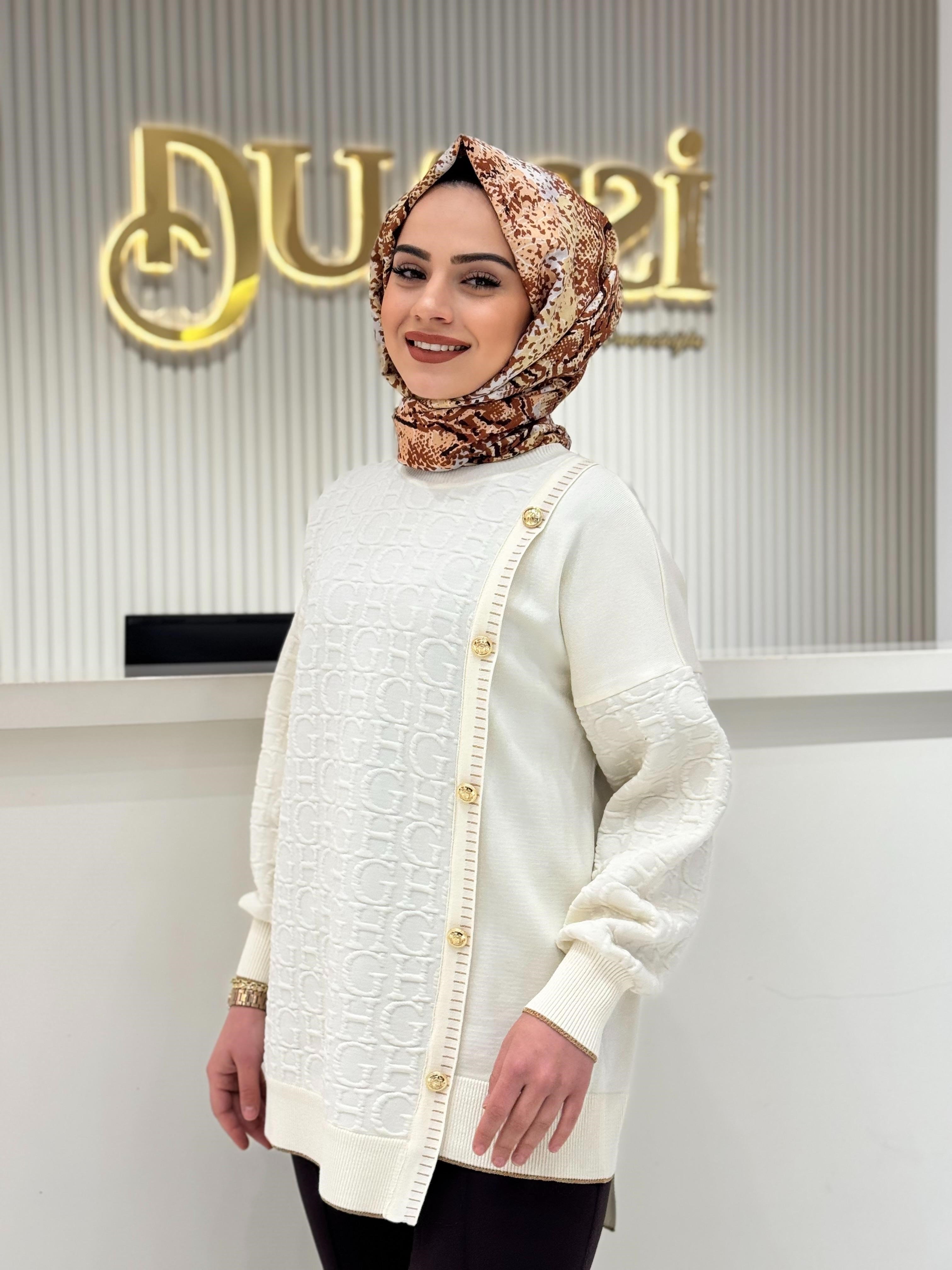 Ghisa 4801  Asimetrik Triko Mixli Tunik
