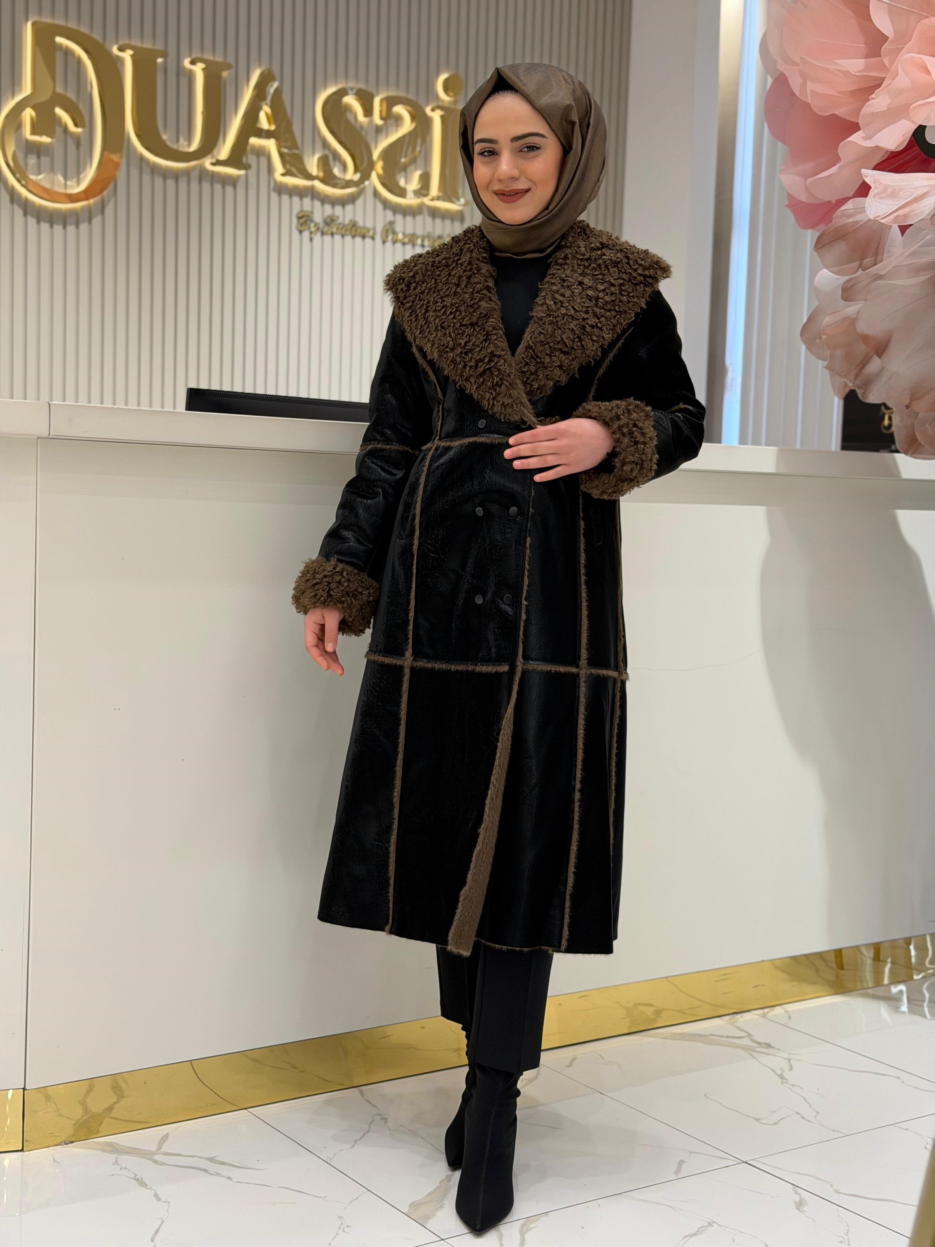 Ghisa 6541 Ghisa Kürk Yaka Deri Kaban