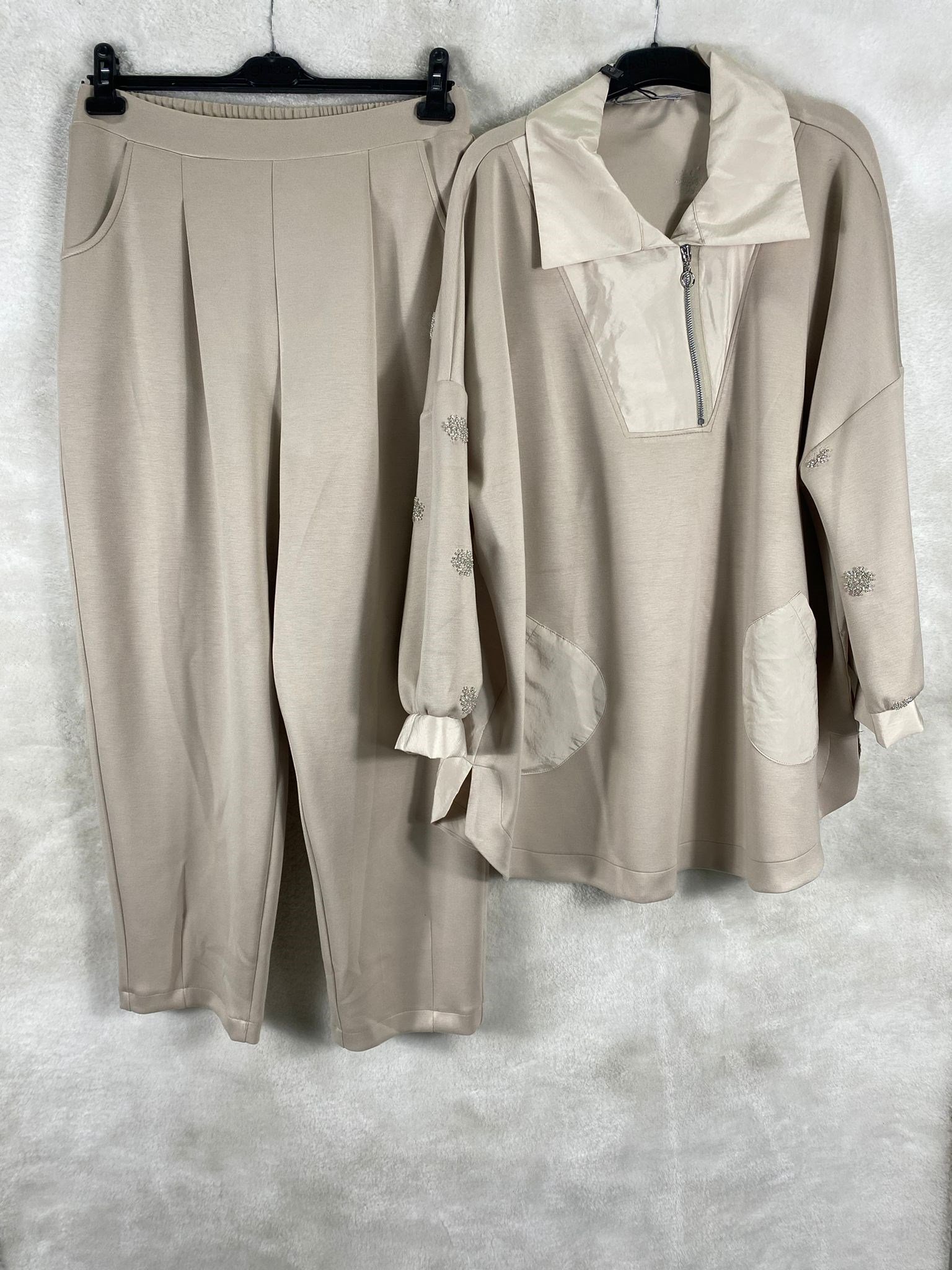 Ghisa Yaka Detaylı Tunik Pantolon Takımı 4483 - TAŞ