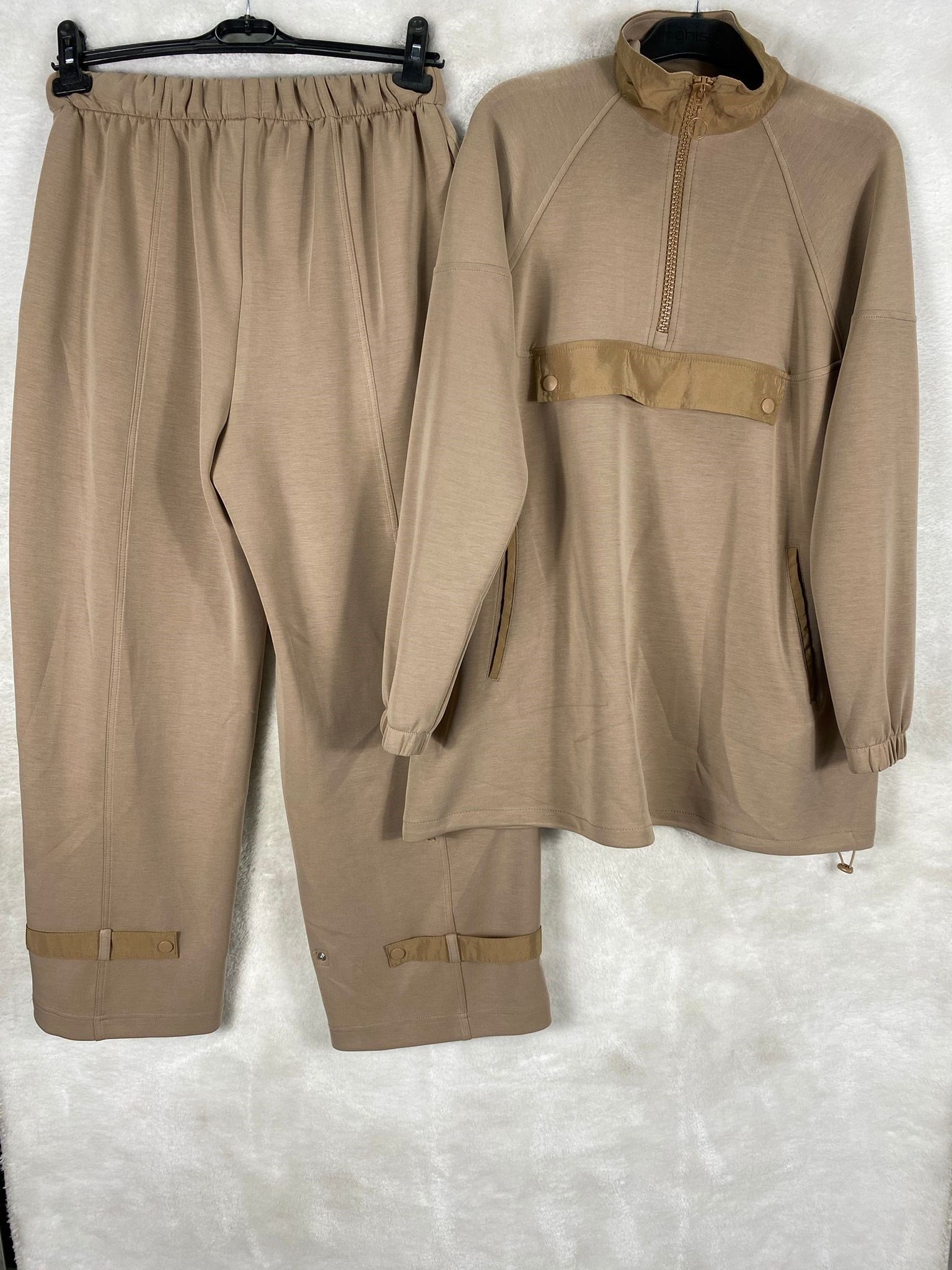 Ghisa Yarım Fermuarlı Tunik Pantolon Takımı 4468 - TAŞ