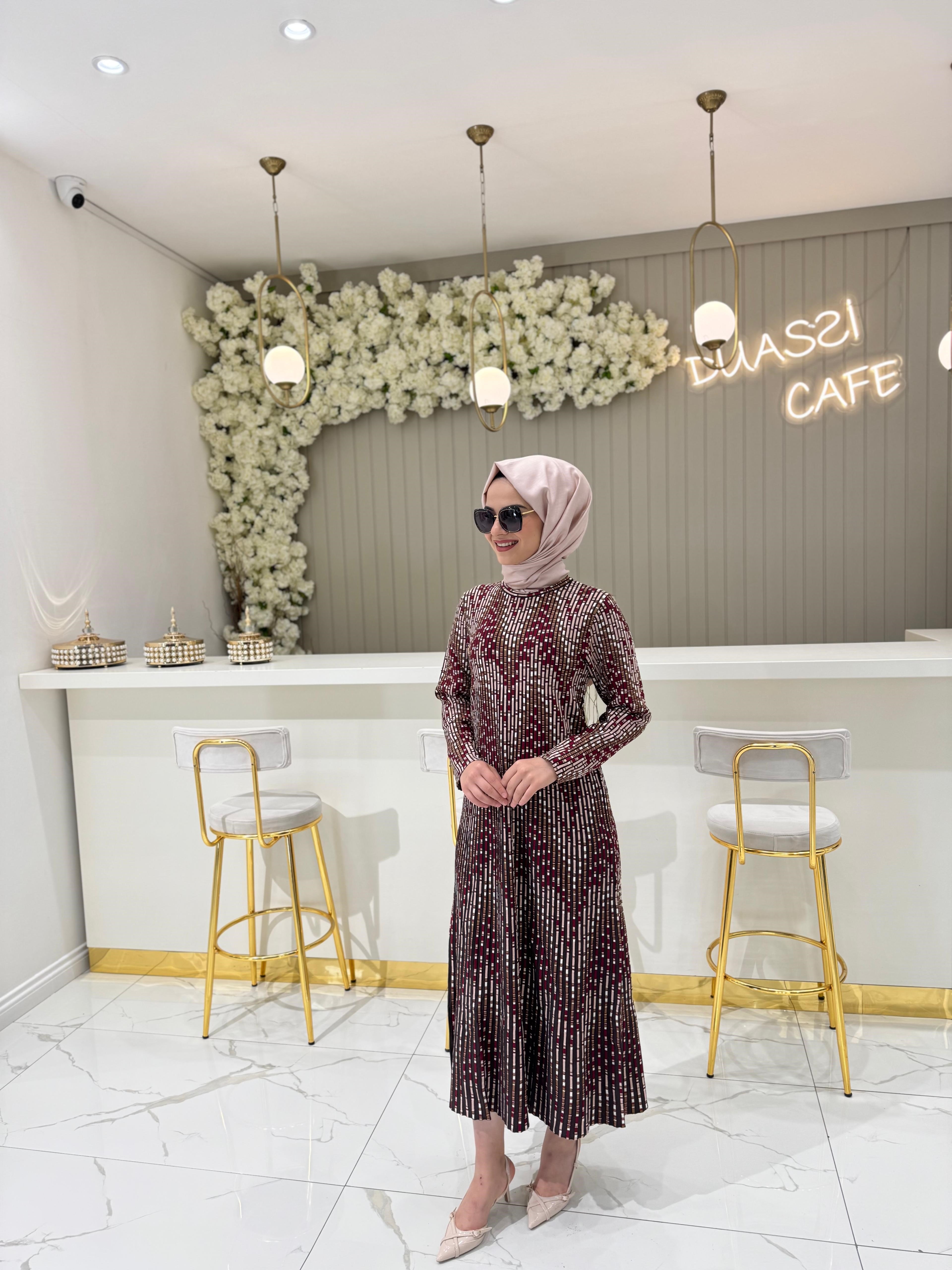 İnvee 7118 Elbise  - KAHVE