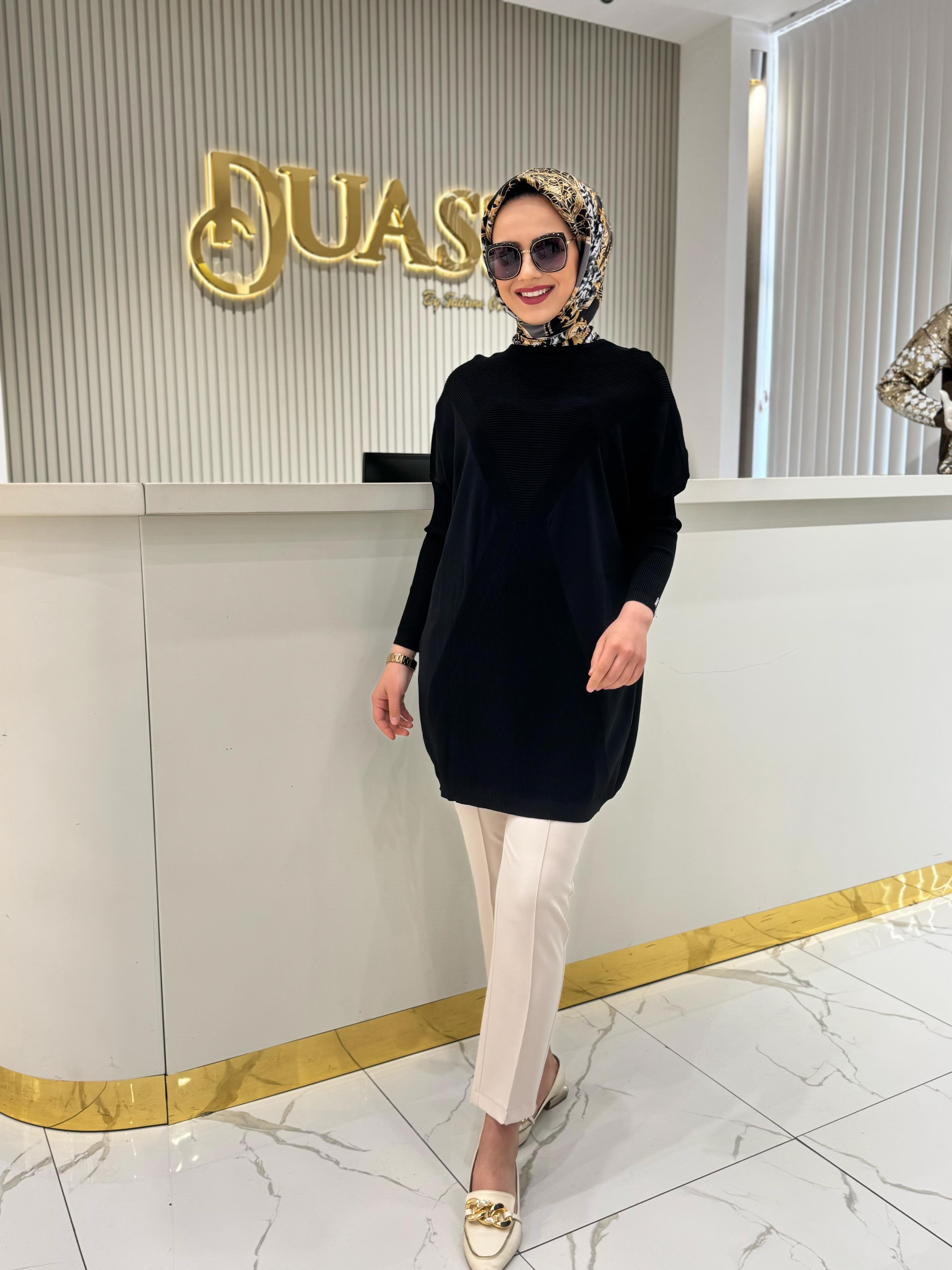 Kum Saati Yürütmeli Triko 6923-S - SİYAH