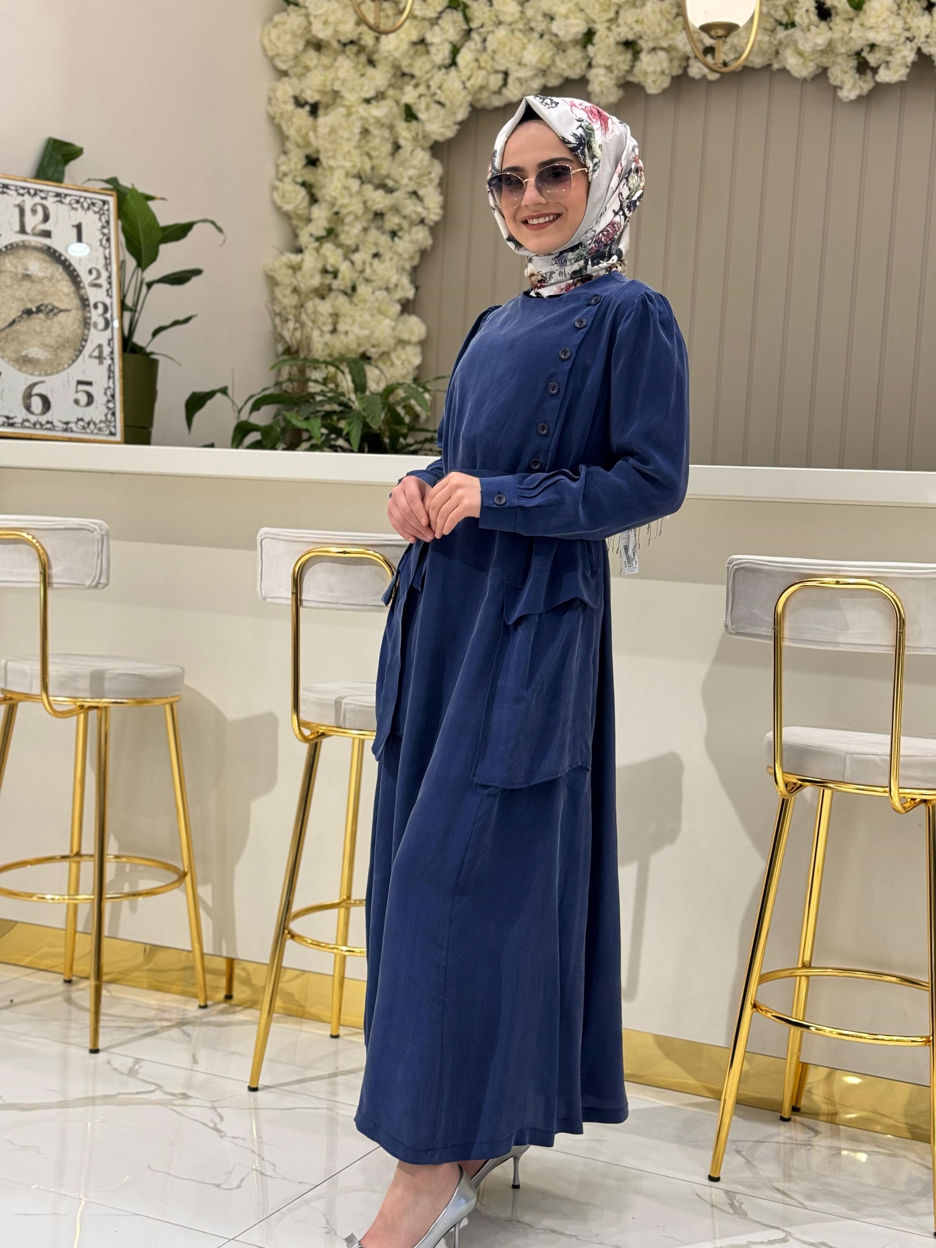 Misswhence Elbise 37805-İ - İNDİGO