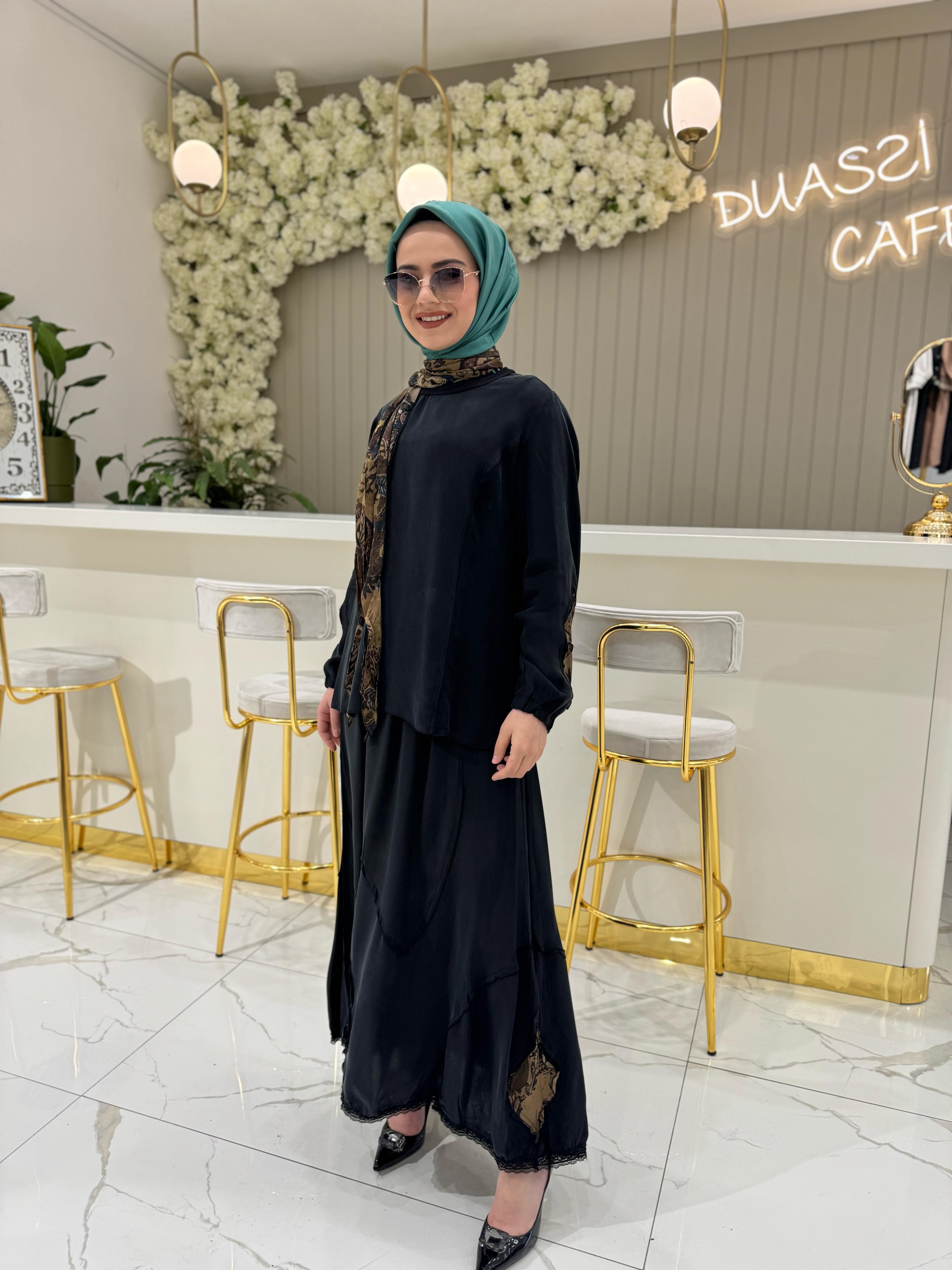 Misswhence Flarlı Etekli Takım 37003-S - SİYAH