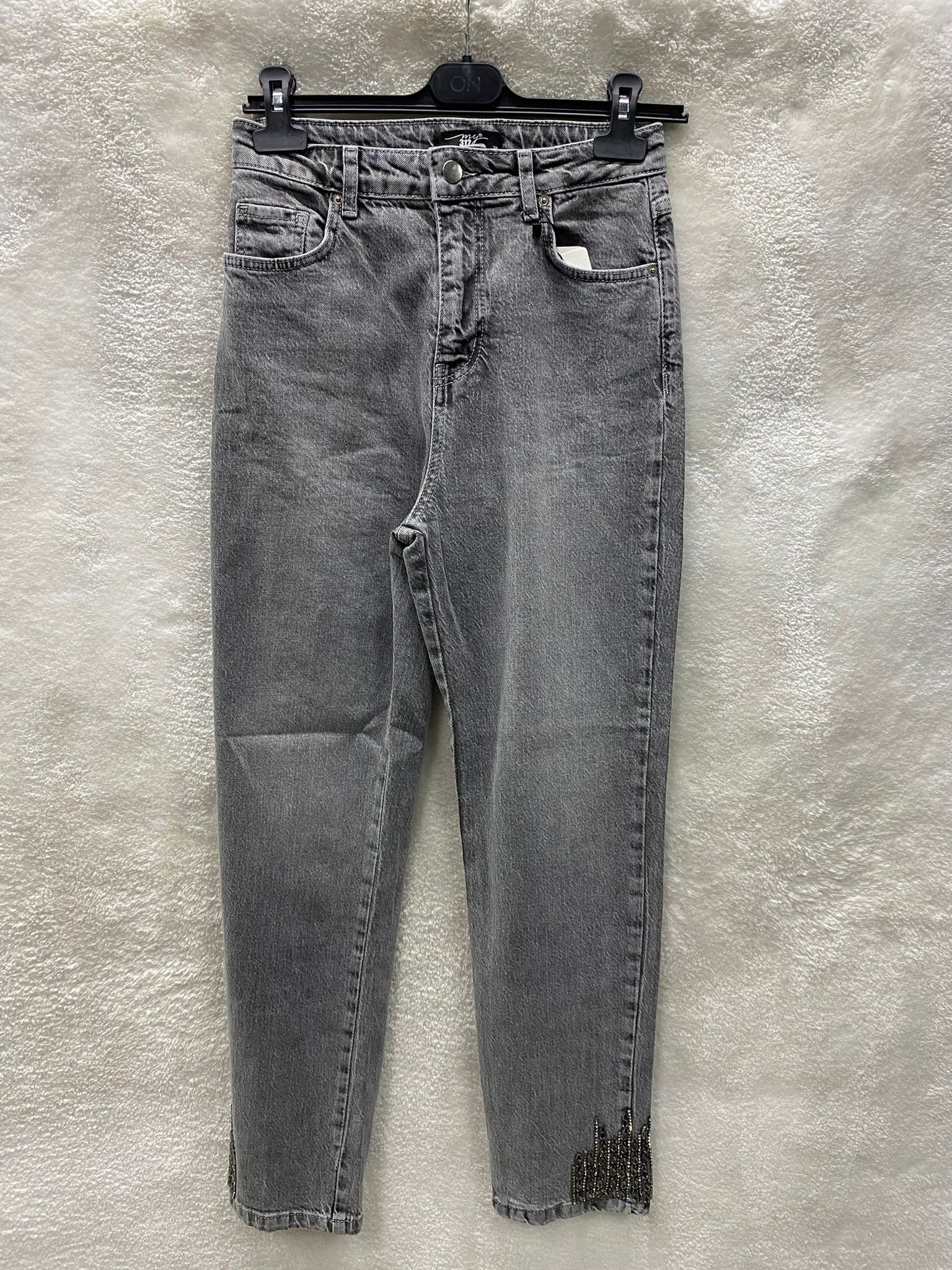 My312 Taçlı Kot Pantolon 2401 - GRİ