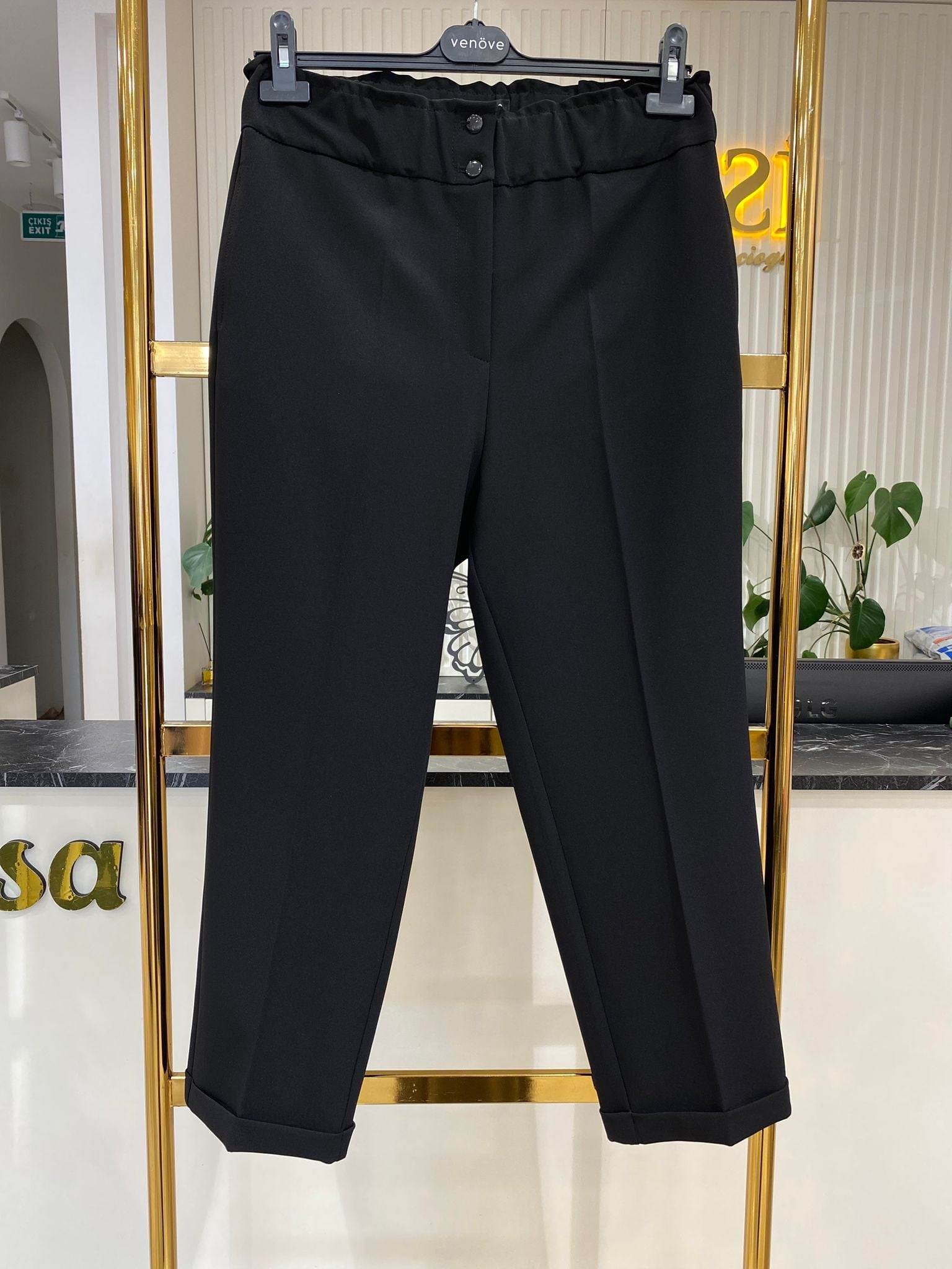 Sentez 5514 Beli Lastikli İnce Duble Paça Pantolon