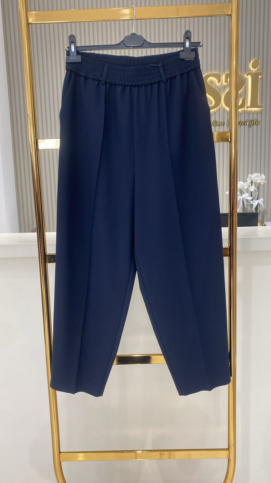 Sentez Beli Lastikli Havuç Pantolon 5583 - LACİVERT
