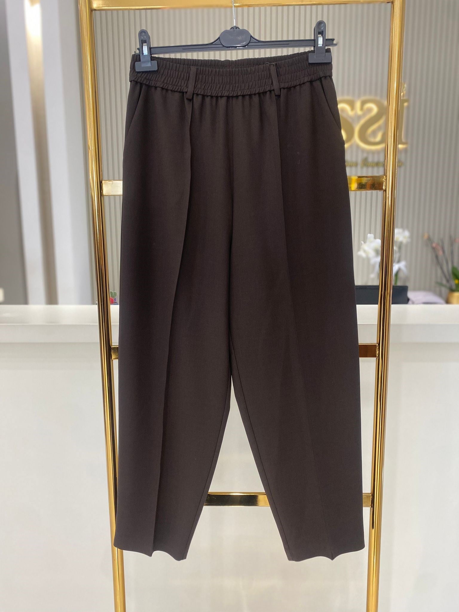 Sentez Beli Lastikli Havuç Pantolon 5583 - KAHVE