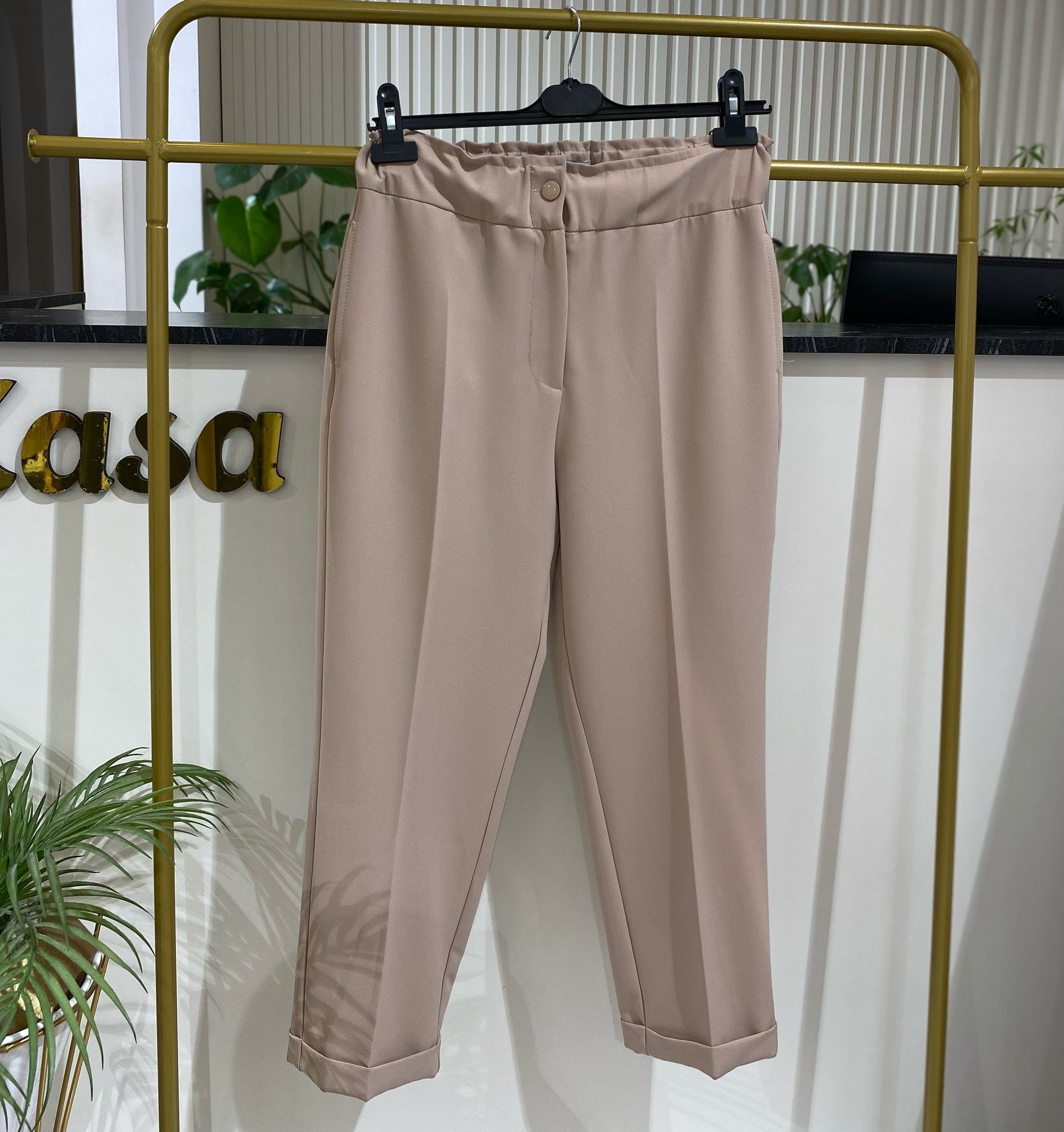 Sentez Lastikli İnce Duble Paça Pantolon 5514 - TAŞ