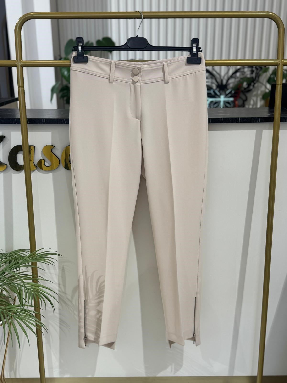 Sentez Paçası Fermuarlı Classic Pantolon 5335 - TAŞ