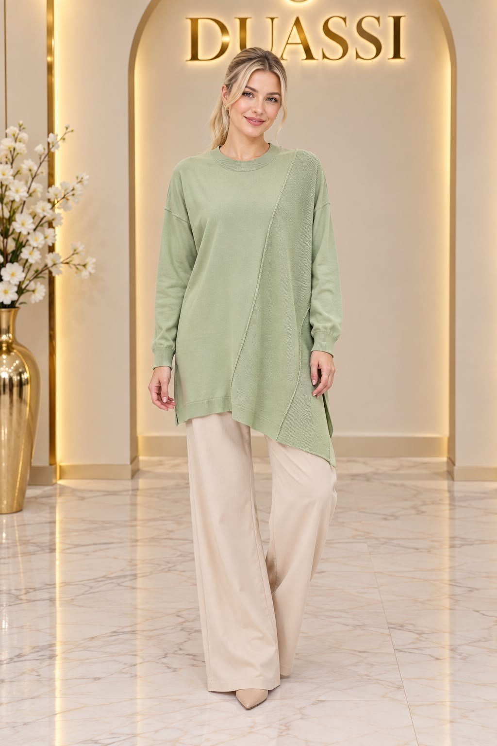 Tığ Triko Tnk.21872.1 - Örgü Detaylı Rayon Tunik