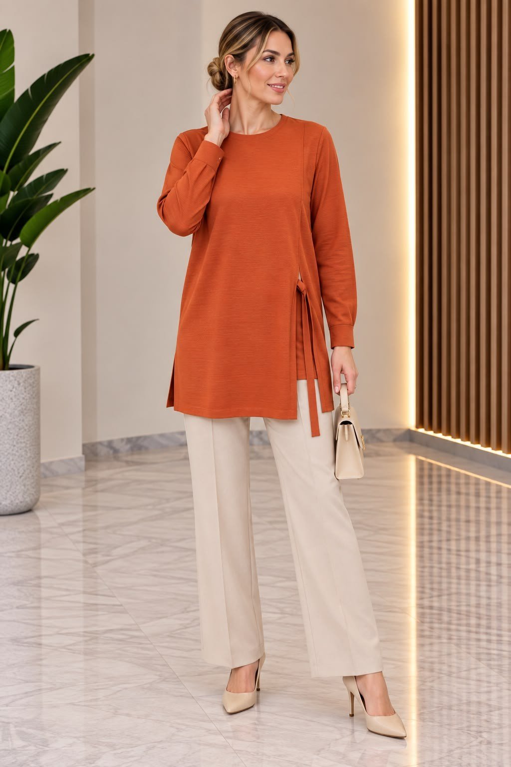 Tığ Triko Tnk.22111.1 - Bağlama Detaylı Rayon Tunik