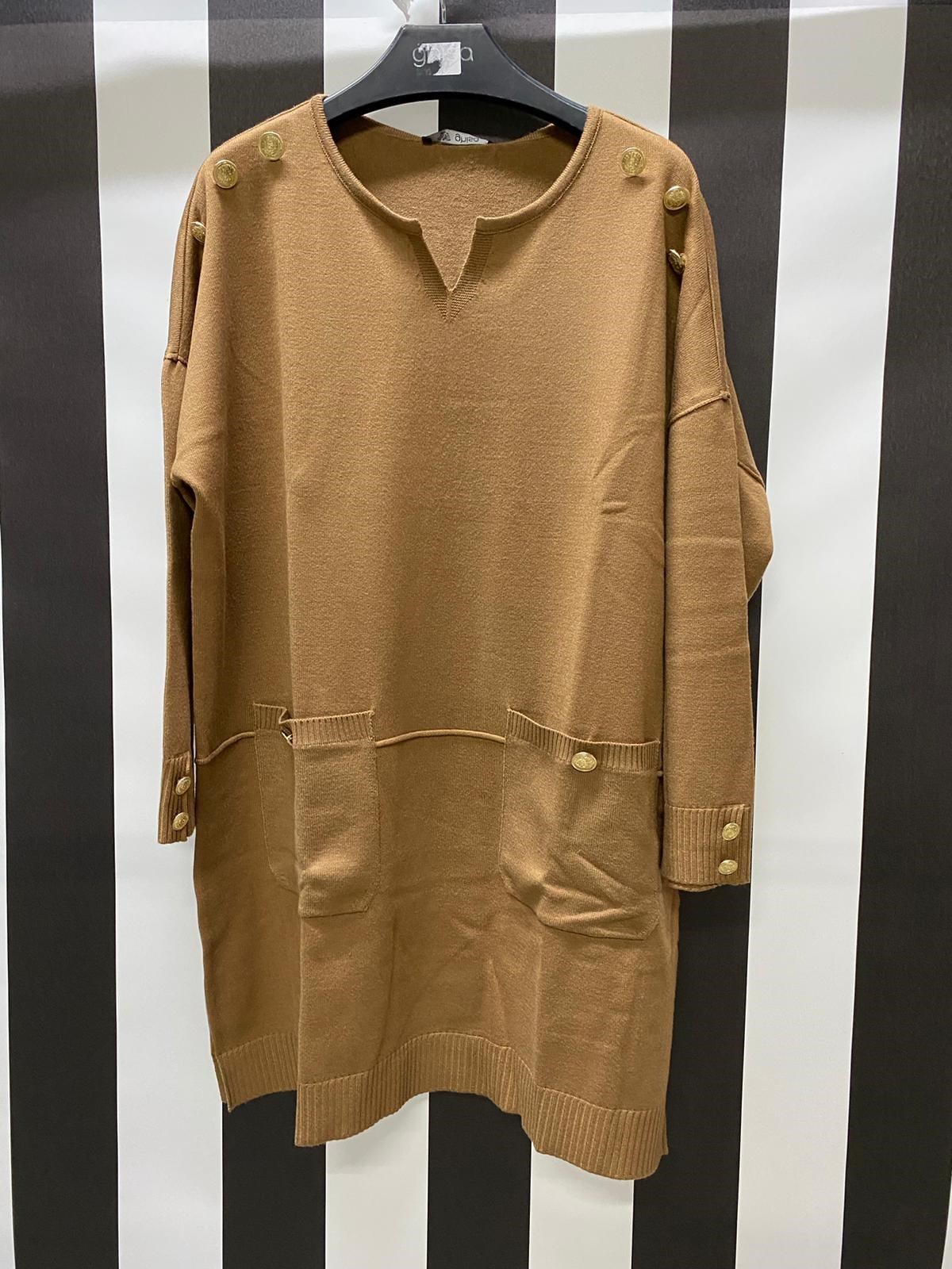 Triko Cepli Tunik 4462 - KAHVE