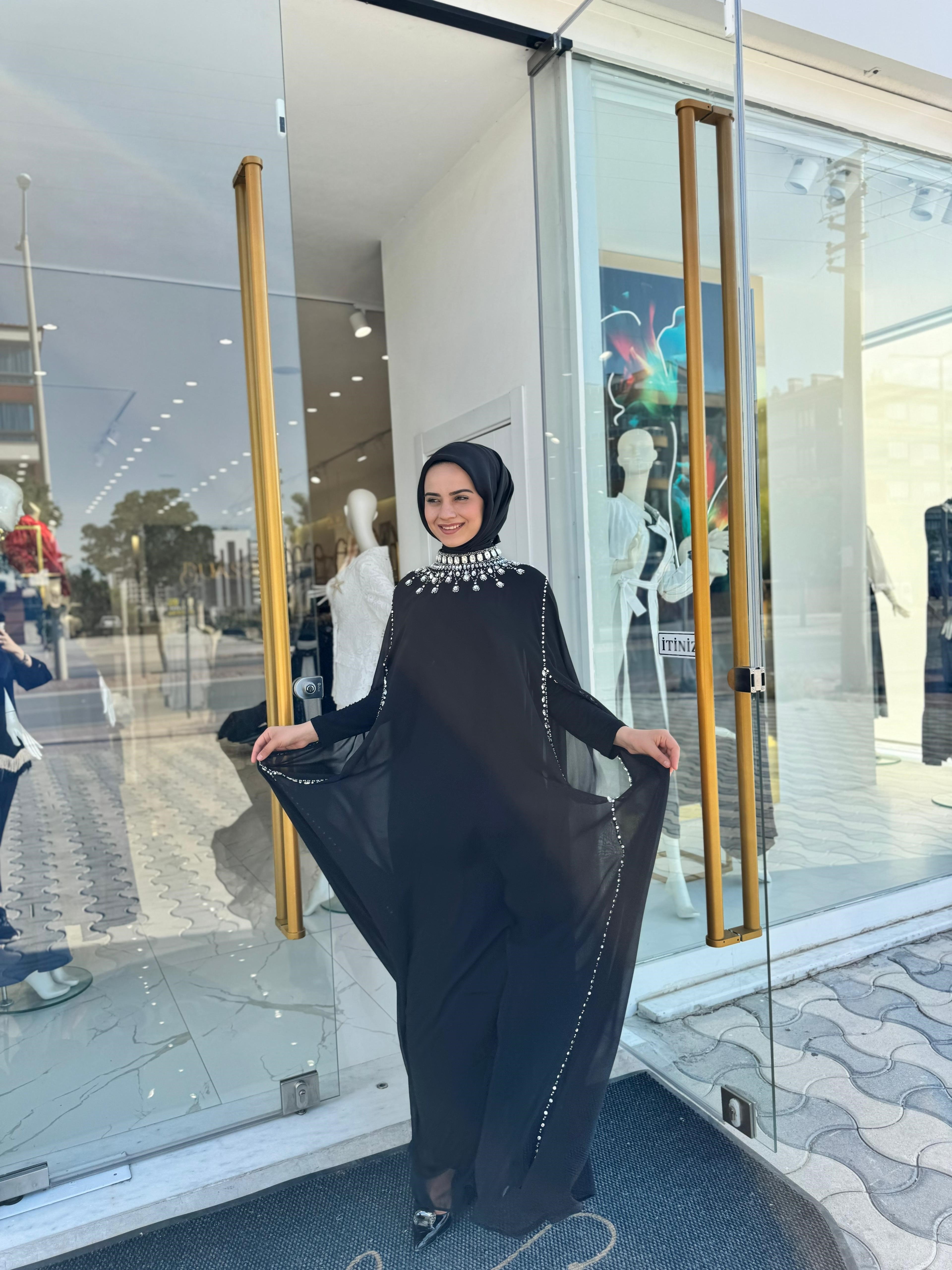 White Corner 2957 Elbise  - SİYAH