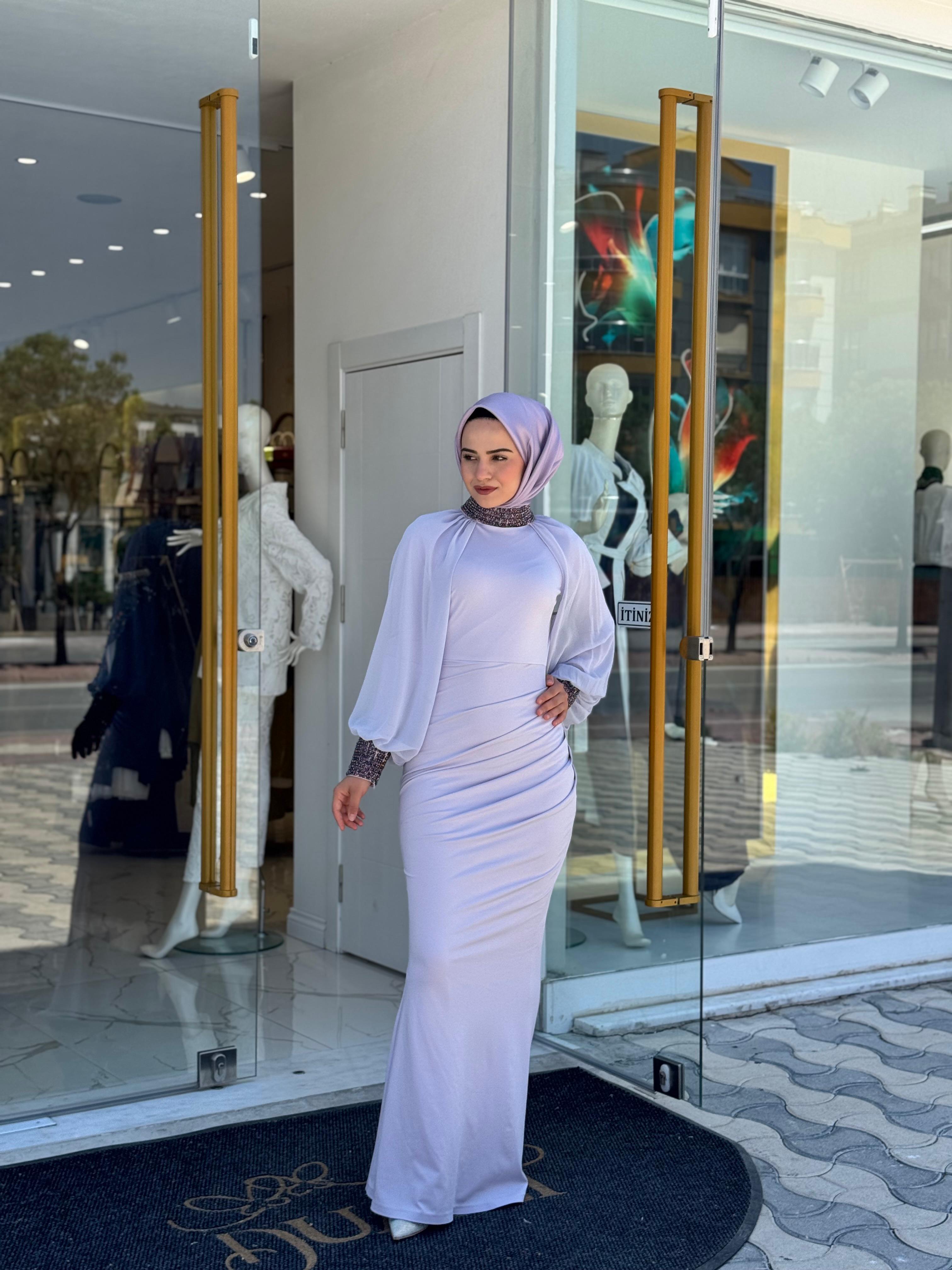 White Corner 3252 Abaya  - lila