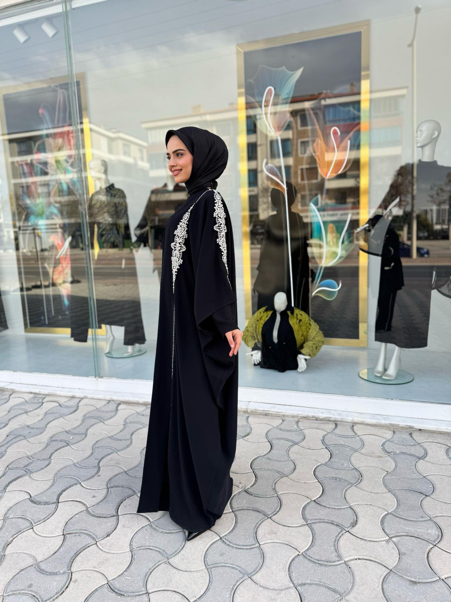 White Corner Abaya 2469 - SİYAH