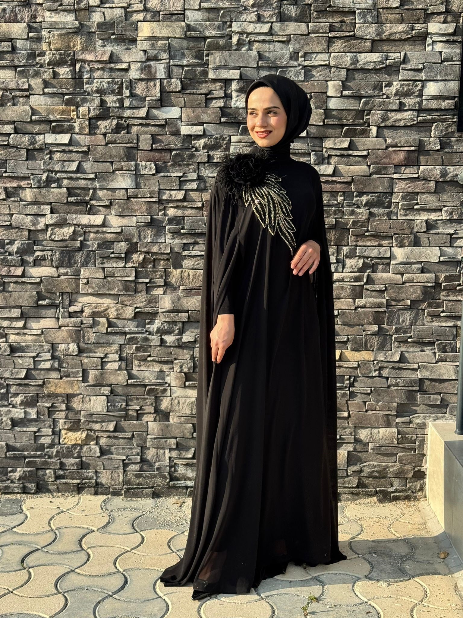 White Corner Abiye Elbise 3185 - SİYAH