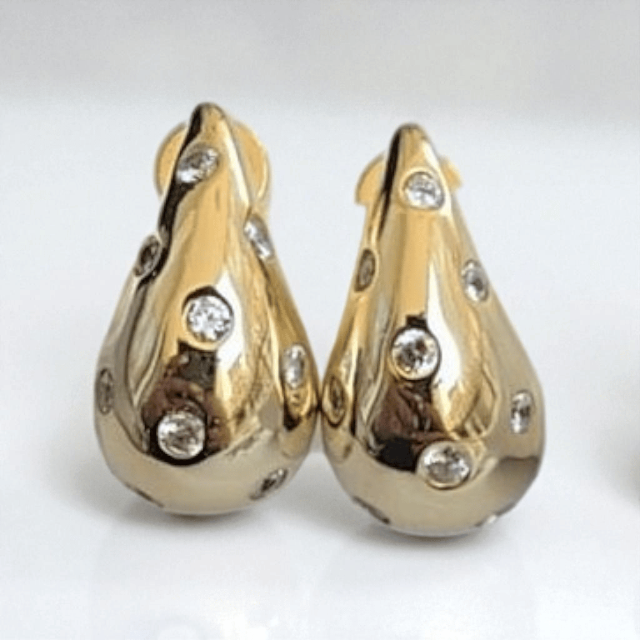 Gold Taşlı Damla Küpe