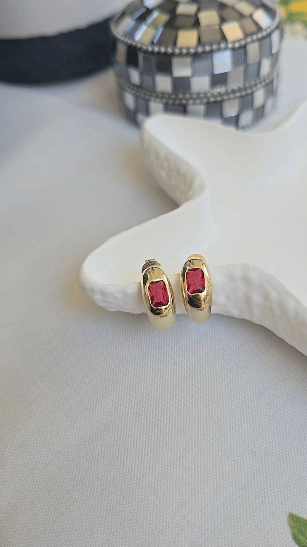 Ruby Gold Damla Küpe